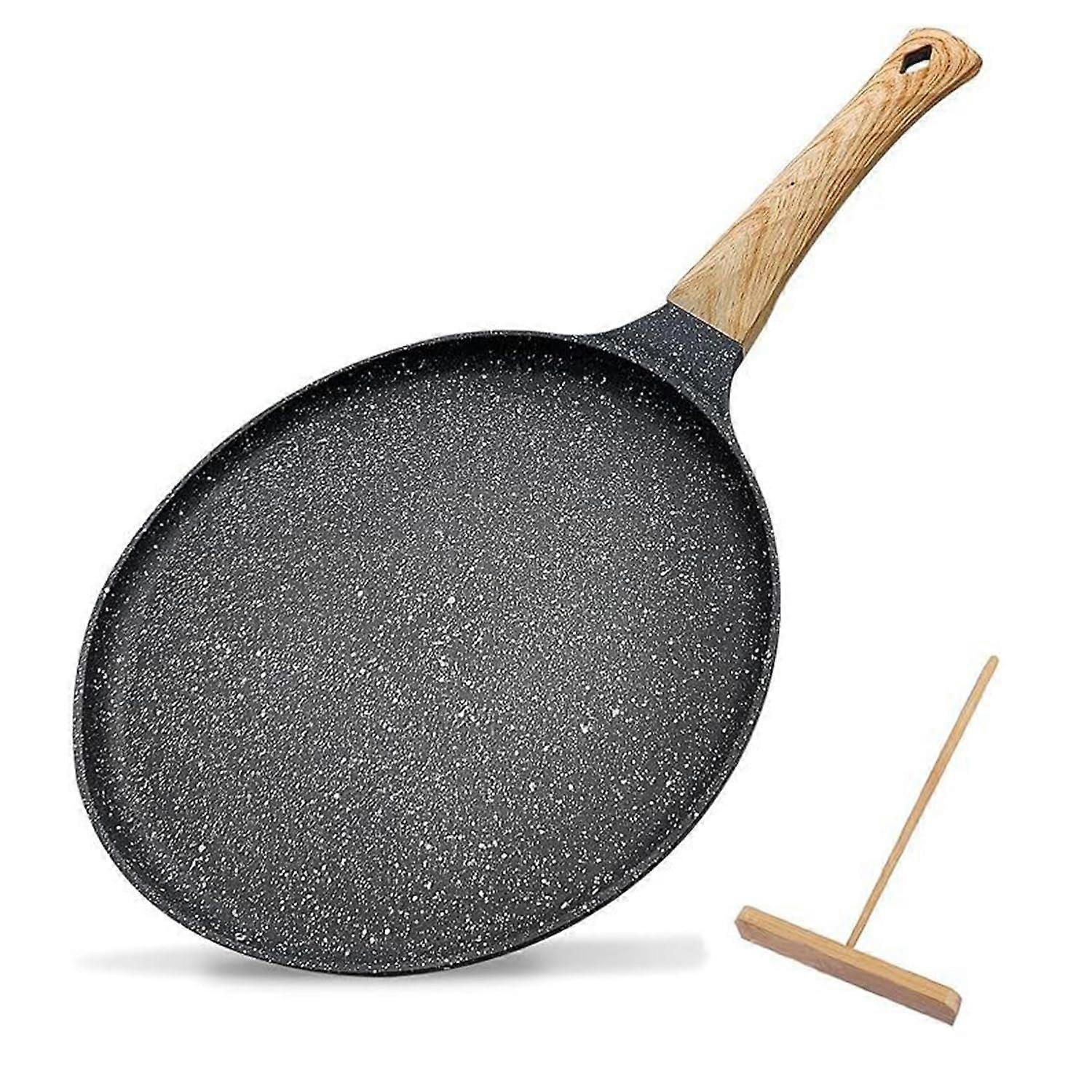 Crepe Pan 11 Inch With Spreader Dosa Tawa For Roti Indian Nonstick Chapati Pan Gray