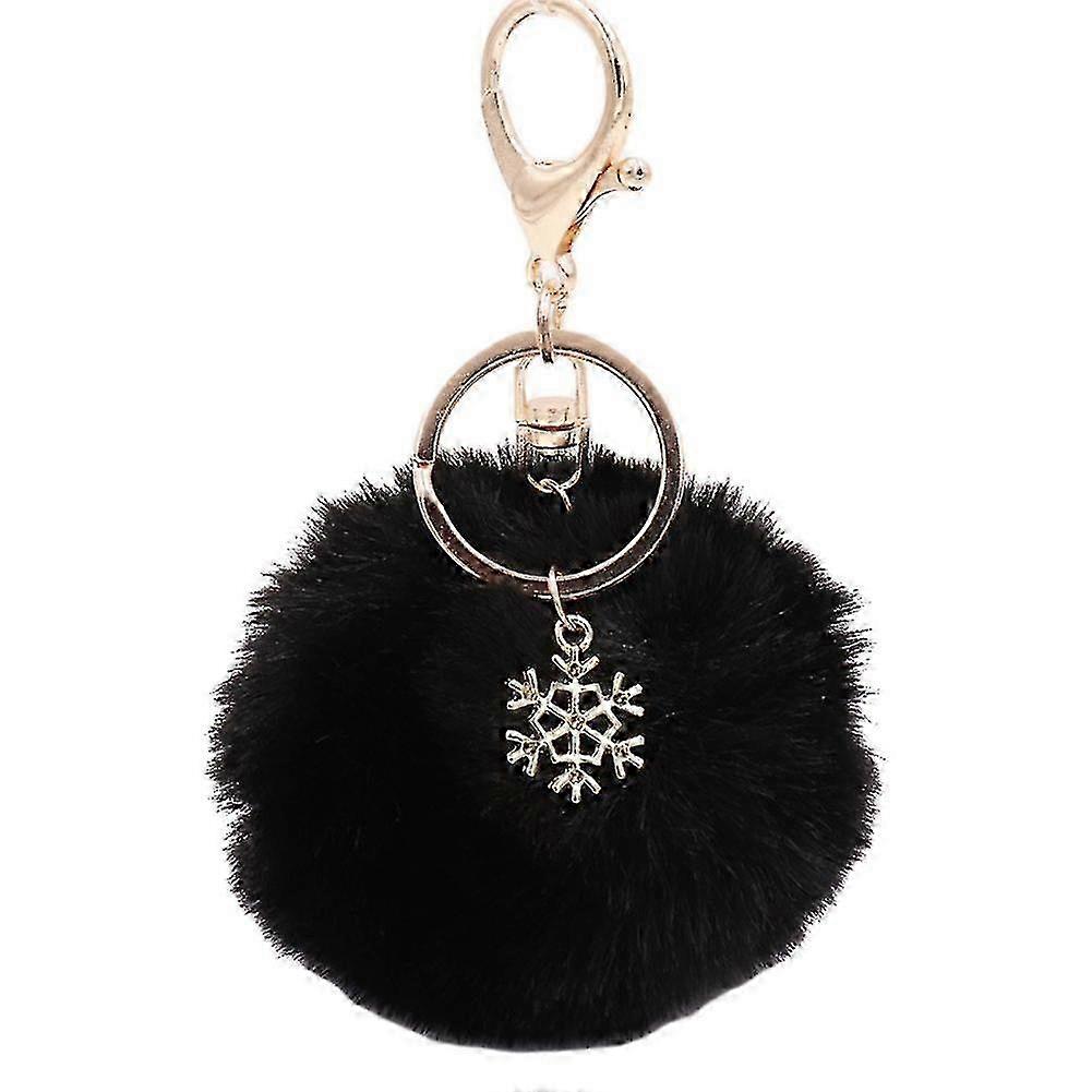 Snowflake Fluffy Pompom Ball Key Chain Ring Holder Car Bag Ornament Keychain