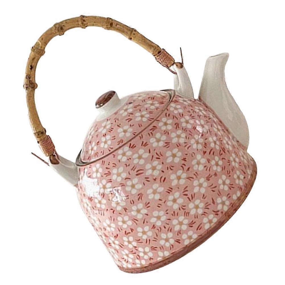 Pink Vintage Ceramic Tea Kettle for Stovetop Tea Brewing