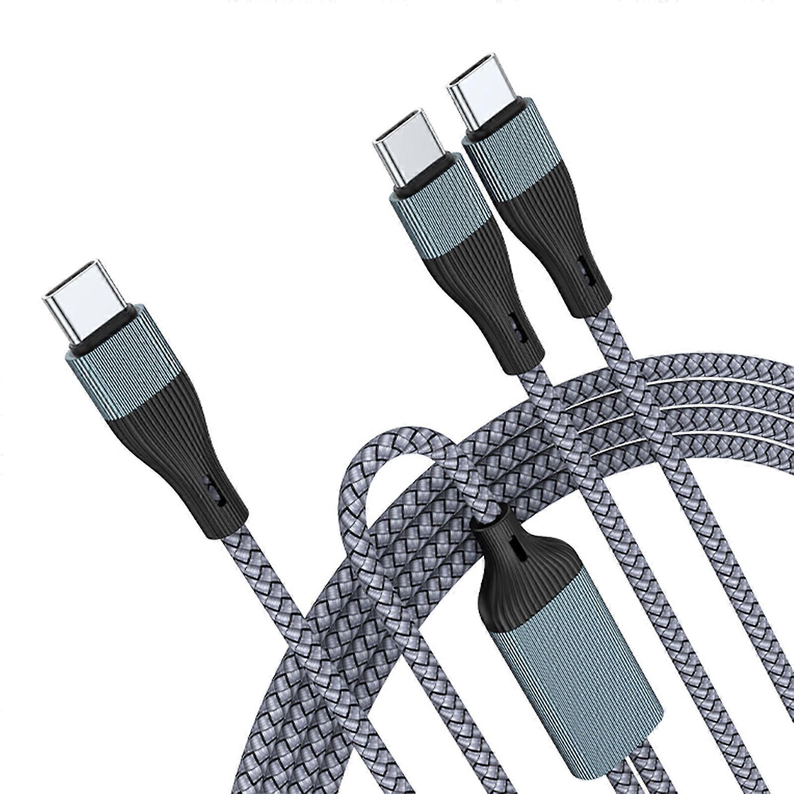 1 to 2 USB C Charging Cable PD100W Fast Charge With Data Transfer For Laptop Phone Tablet Multicolor