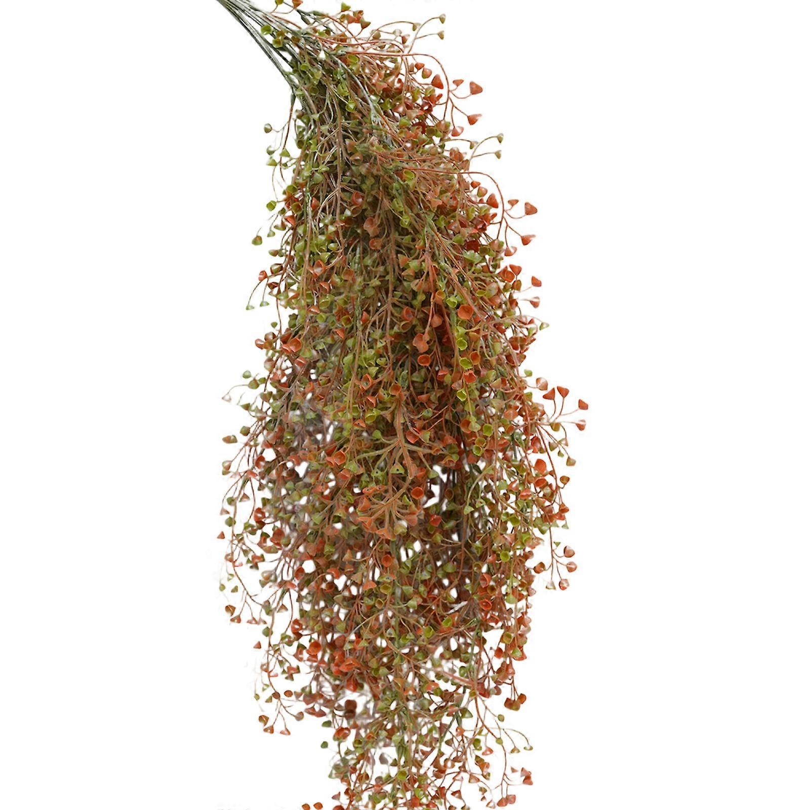 Pack Of 4 Realistic Golden Bells Rattan Artificial Hanging Greeneries For Wall Decors Without Maintenance Required  Autumn Red