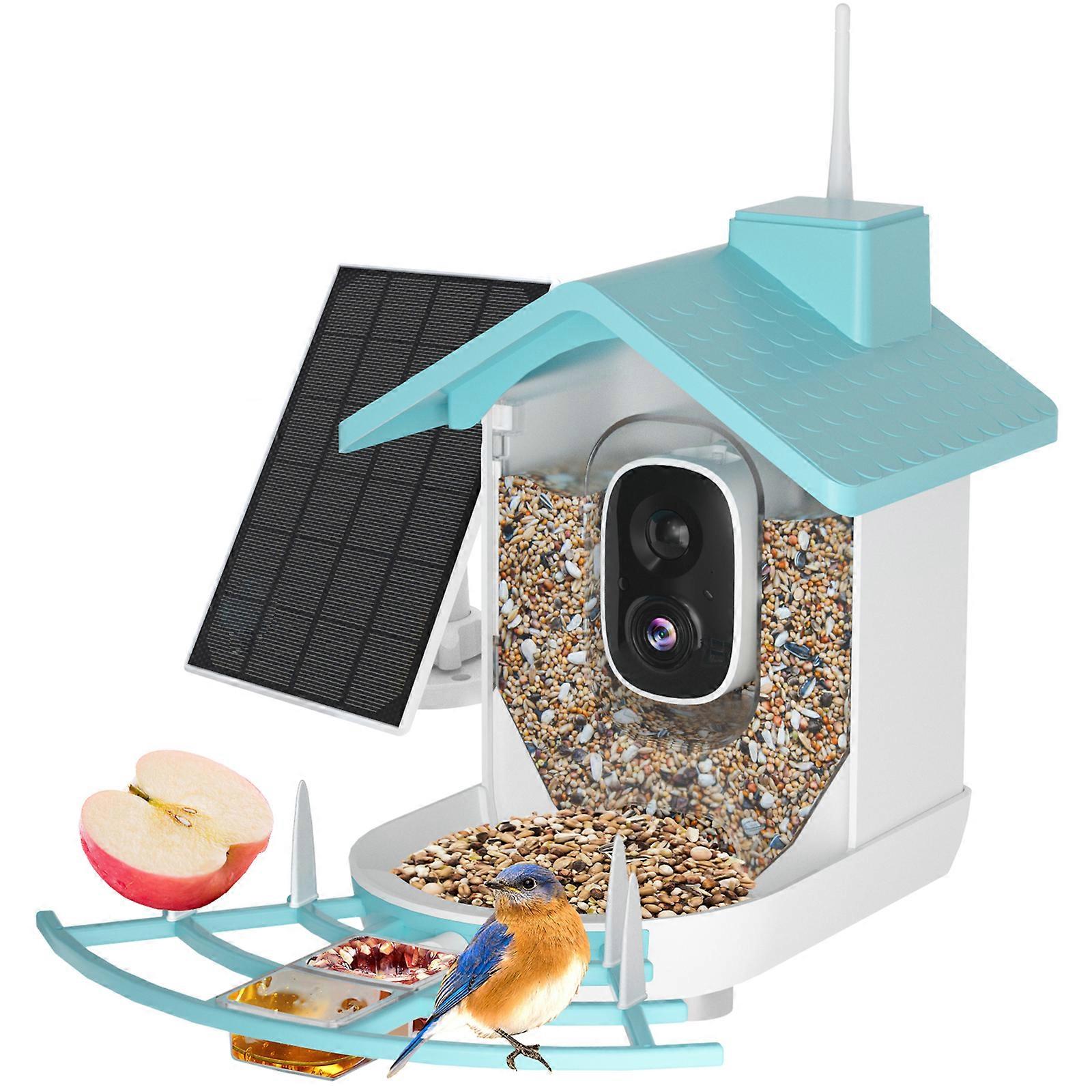 Hanging Solar Bird Feeder Auto Detection Garden Food Storage Easy Monitoring Durable ABS Multicolor