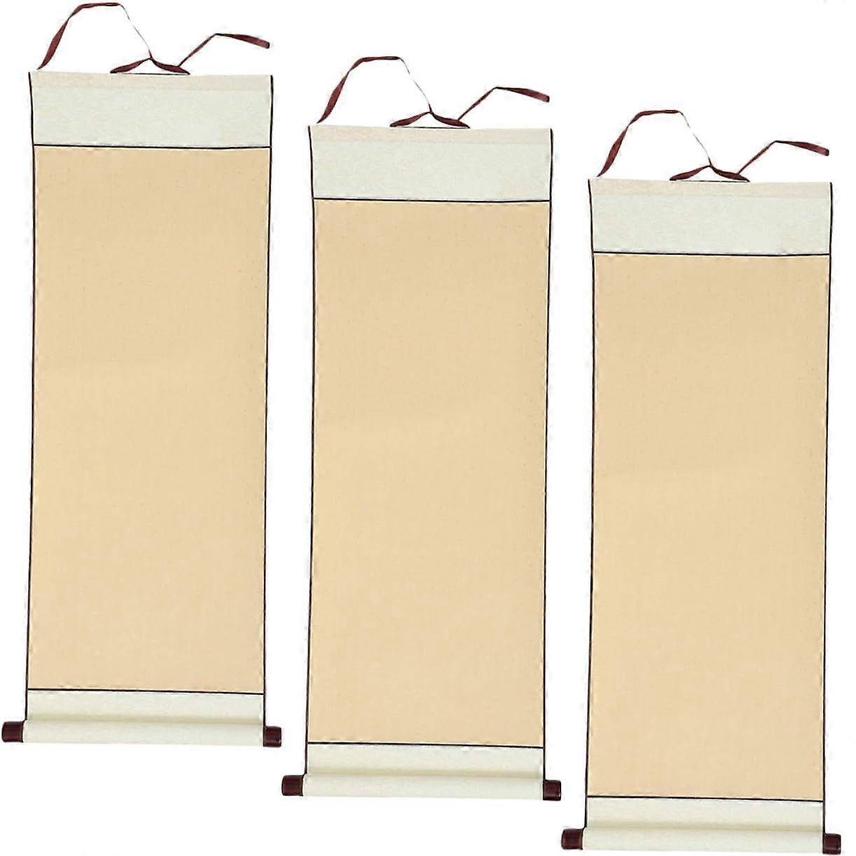 3pcs Chinese Calligraphy Scroll Paper with Texture for Brush Writing and Painting Practice Hanging Display