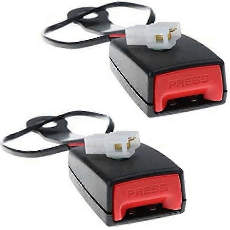 2pcs Car Front Seat Belt Lock Buckle Socket Connector Warning