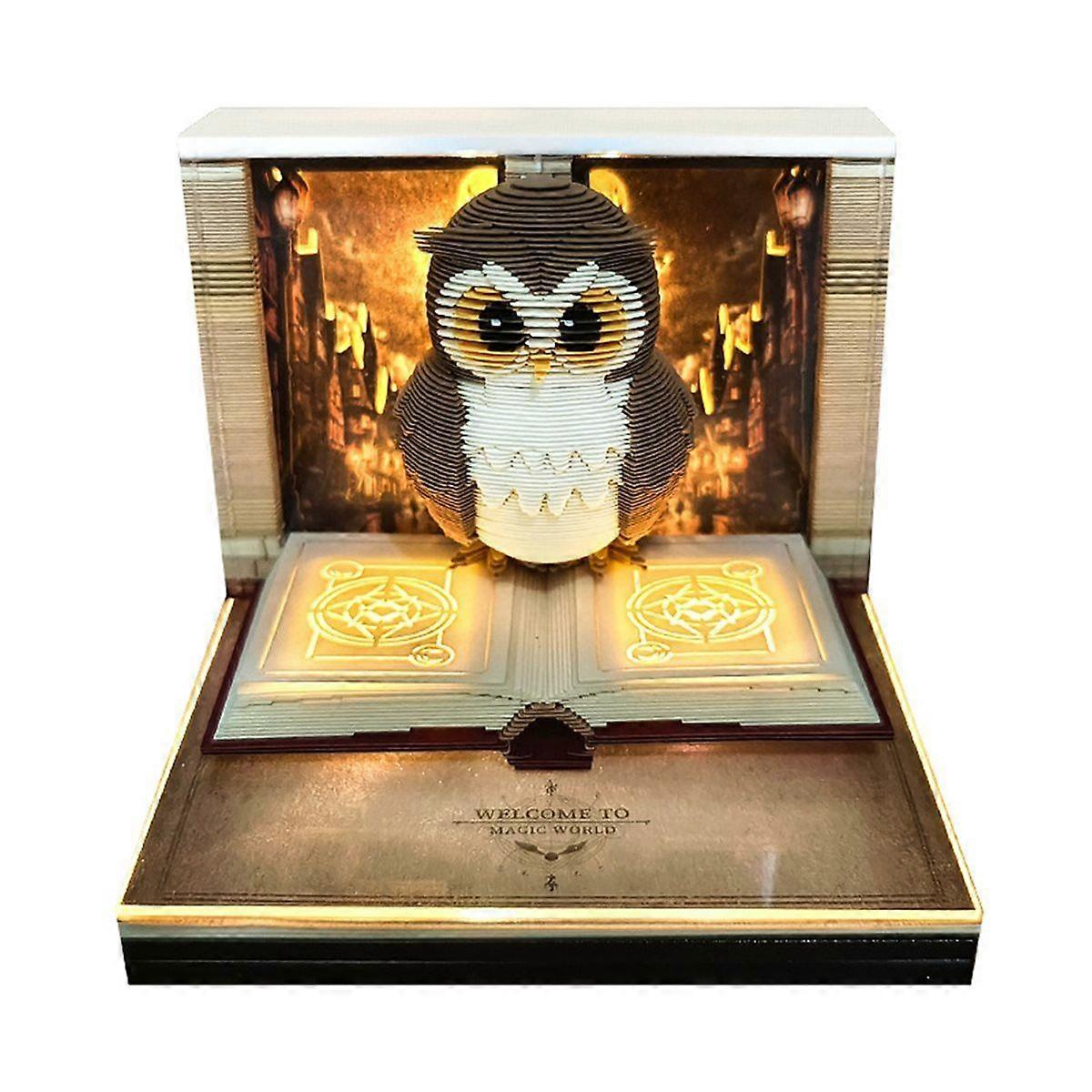 3D Time Piece Calendar 2026 Calendar Paper Carving Art Memo Pad Notepad Owl-Shaped Tear Away Carving