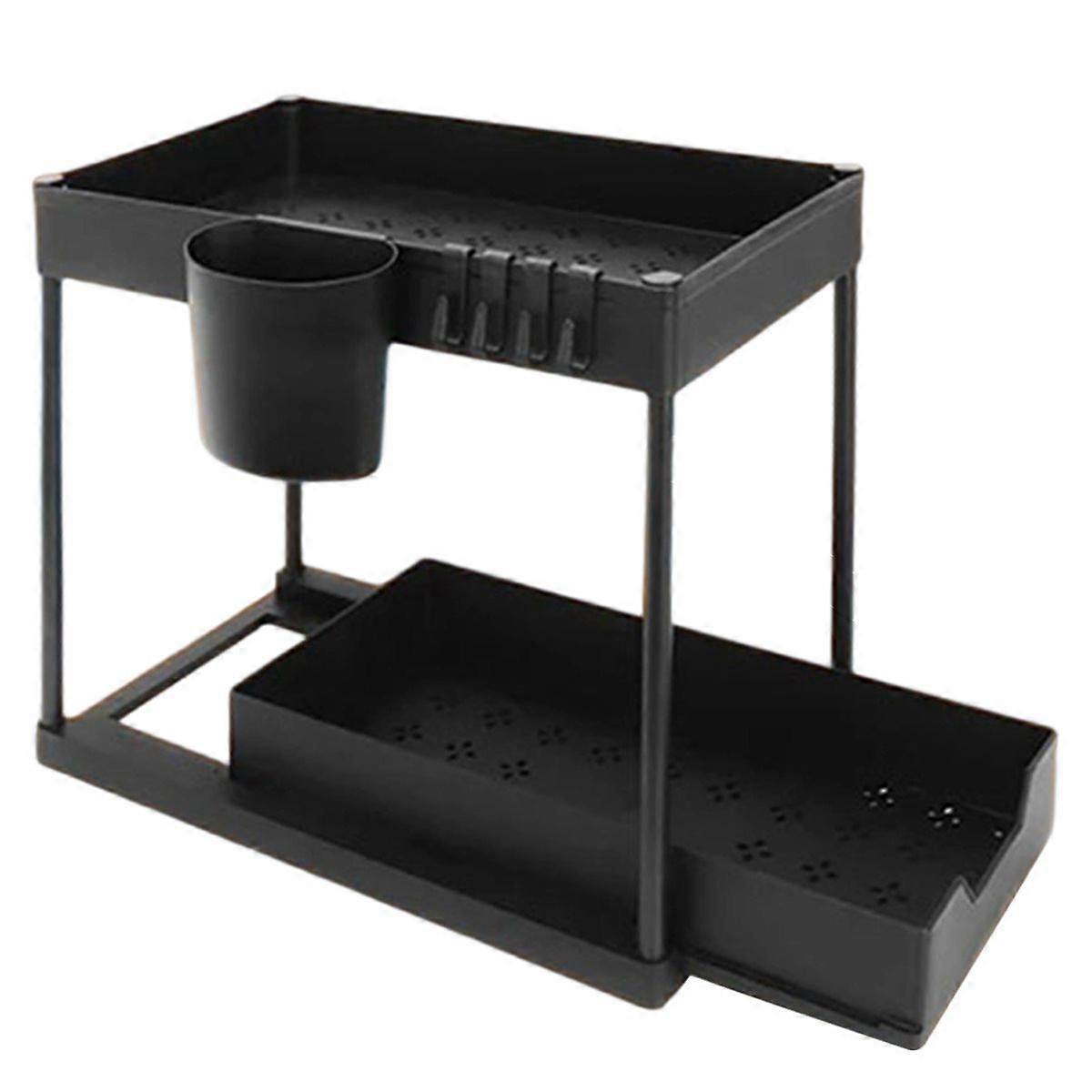 Under Sink Organizer Storage, Kitchen Organization Rack with Double Sliding Cabinet Drawers Multi-Pu