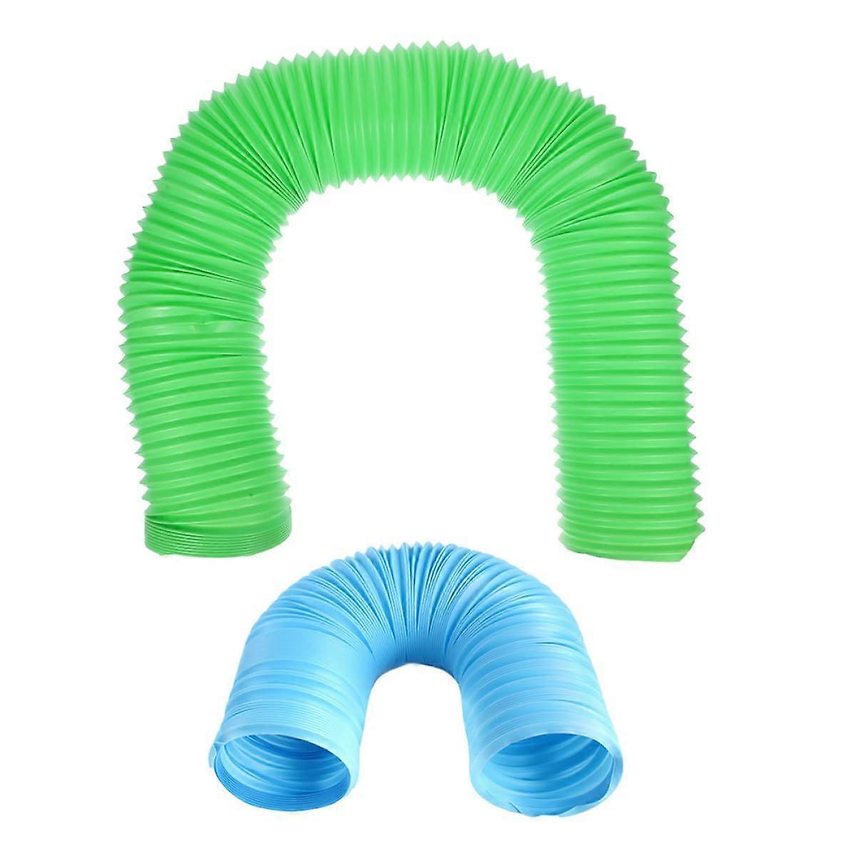 2 Pack Foldable Hamster Tunnel Tubes for Exercise and Hiding, Small Pet Cage Toy Set for Hamsters Ferrets Rats in Blue and Green