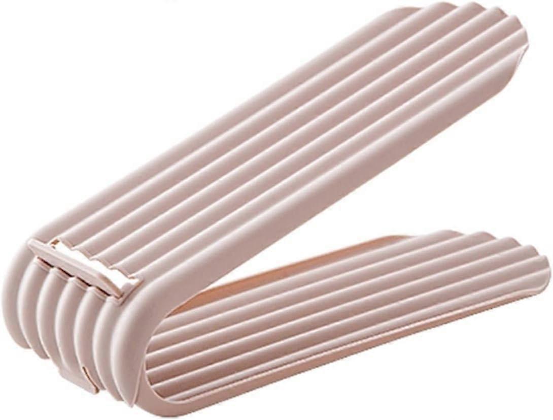 Shoe Organizer Double Layer Adjustable Shoe Rack Space Saving Holder for Closet Storage (Pink)