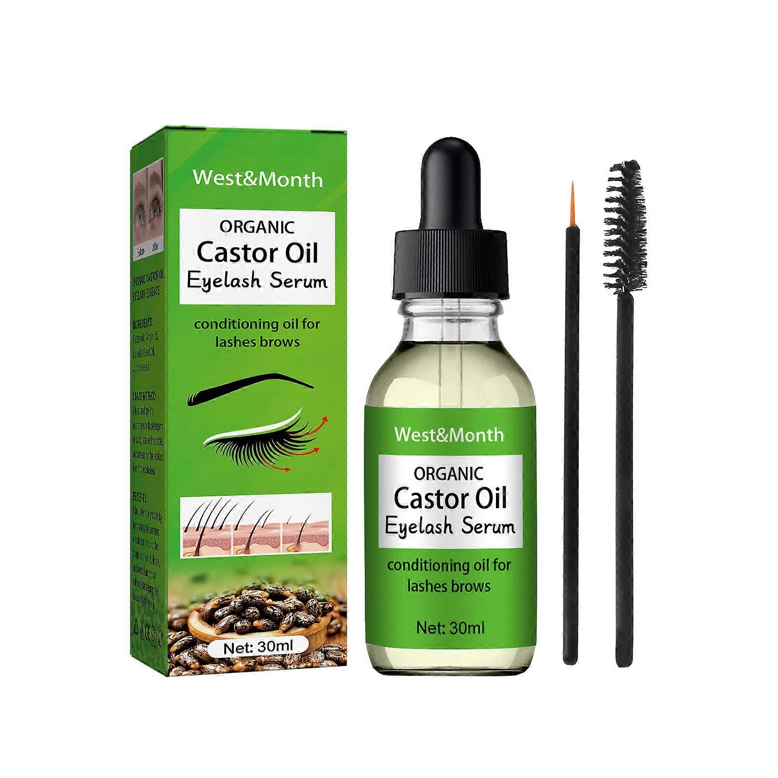 Eyelash Growth Serum with Castor Oil for Natural Lash and Brow Enhancement, Nourishing Formula
