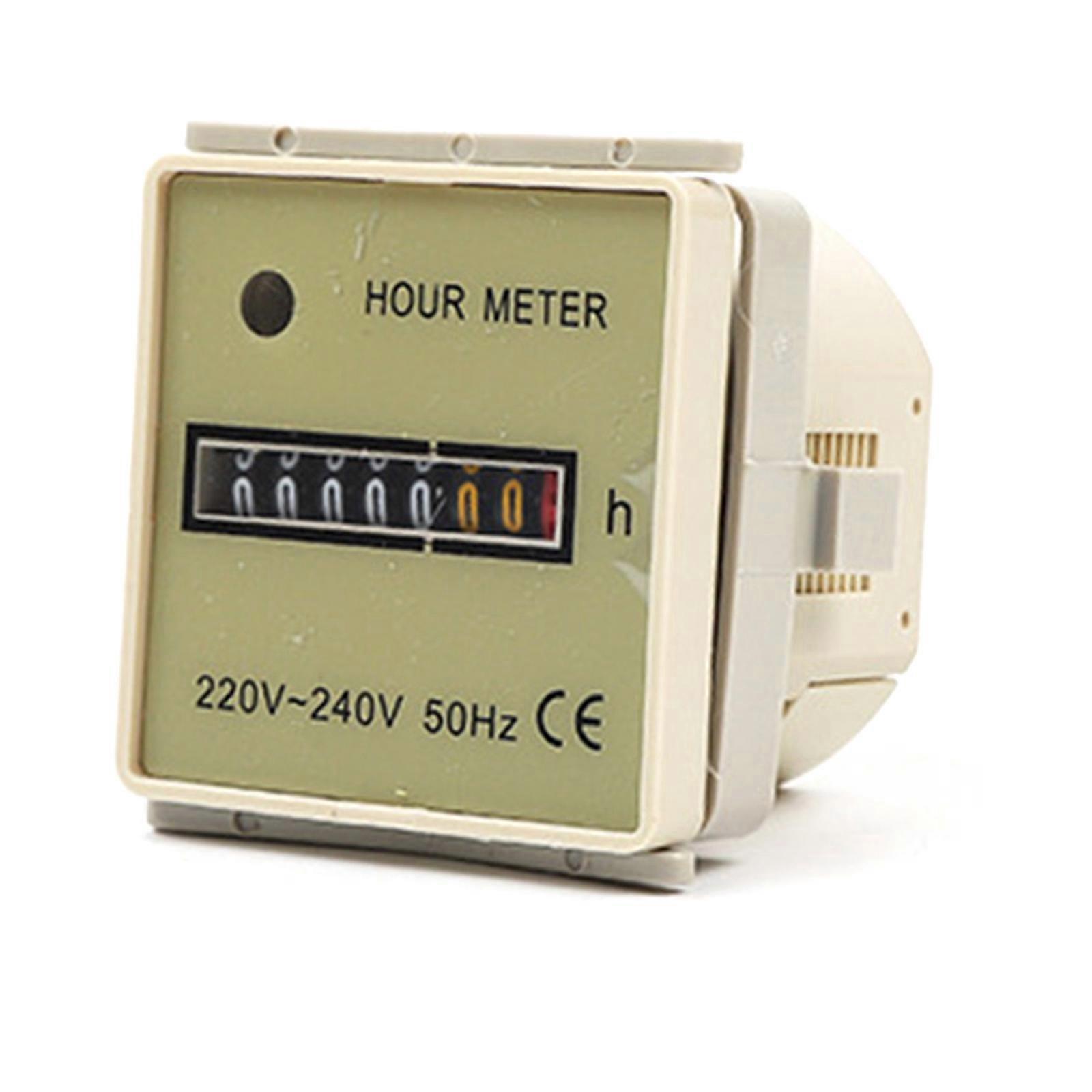 Hour Meter Timers Counter 220V-240V 50Hz Operating Hours Counter Gauge for Industrial/Machinery/Vehicles Air Conditioning Multicolor