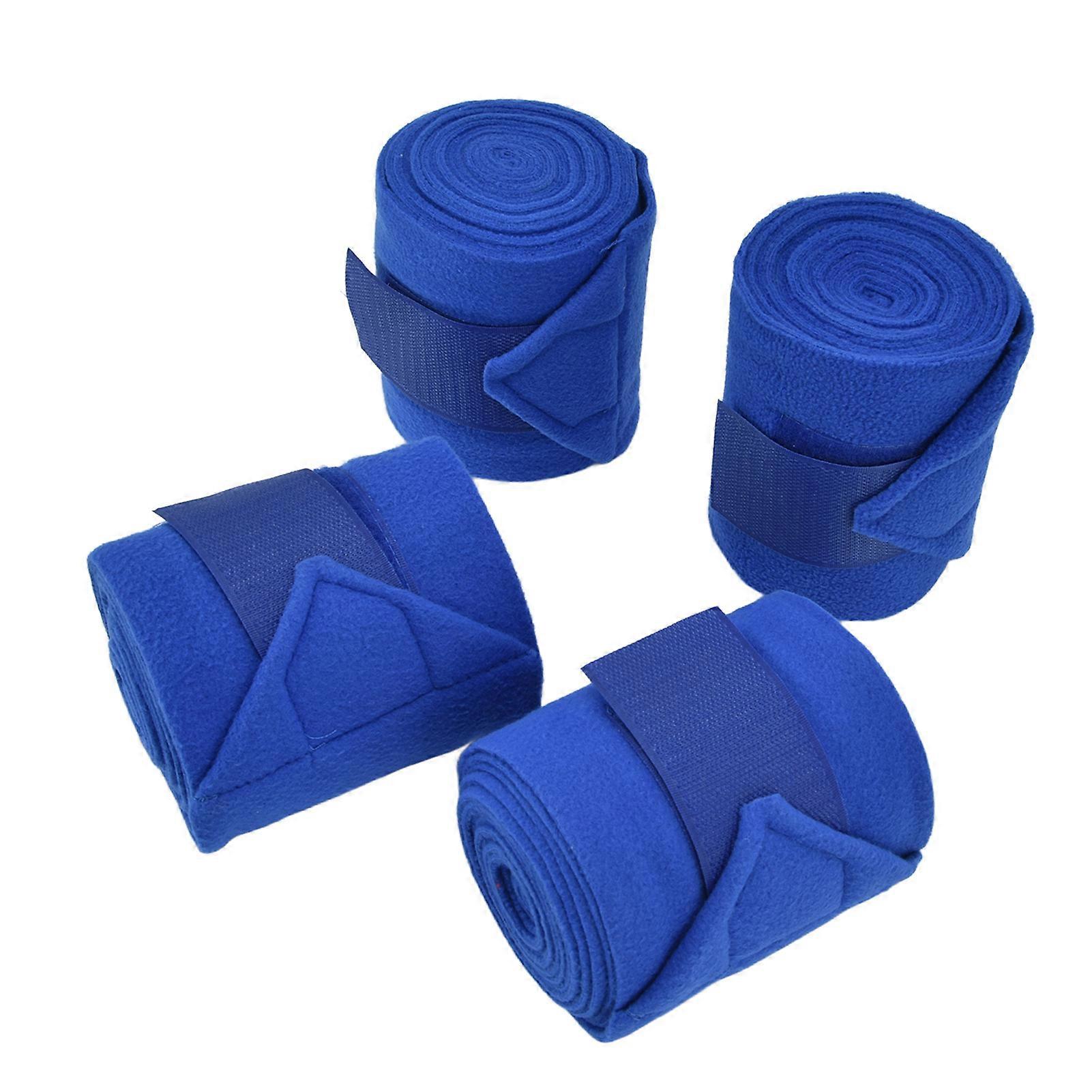 4Pcs Horse Leg Warp Hoop and Loop Fastener Guard Soft Polyester Set Kit for Dog Cow Cat Blue