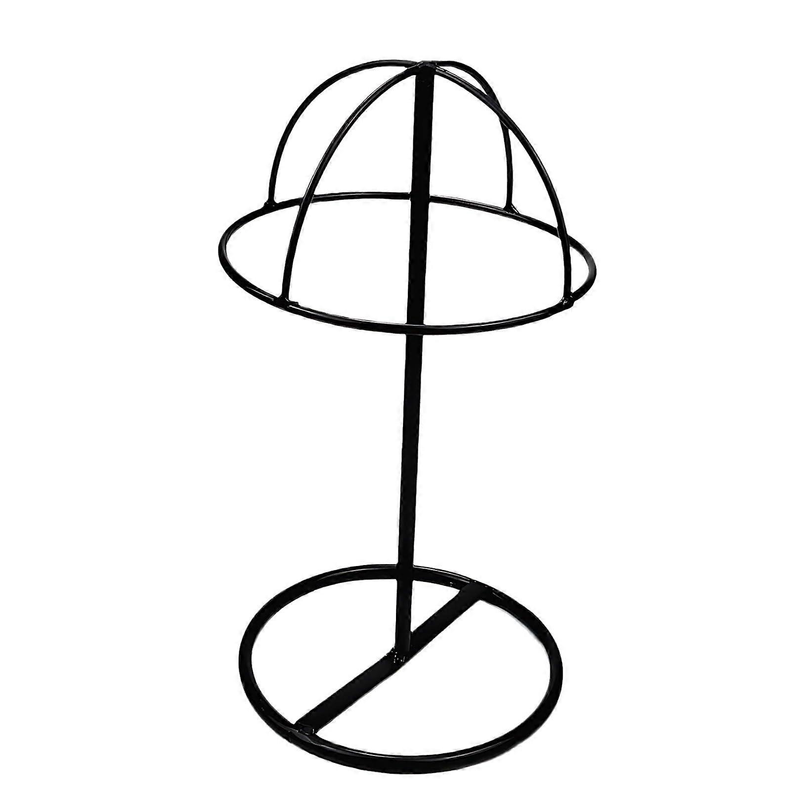 Hat Rack Stand with Round Metal Base, 16cm Diameter, 36cm Height, Black for Home or Store Display