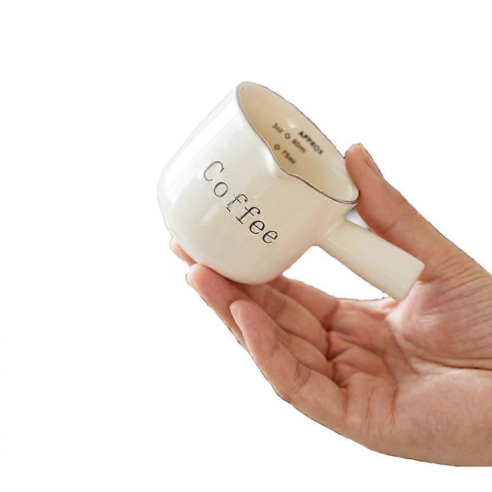 Ceramic Espresso Measuring Pitcher with Handle, Precise Marks, Heat Resistant Porcelain Cream Cup