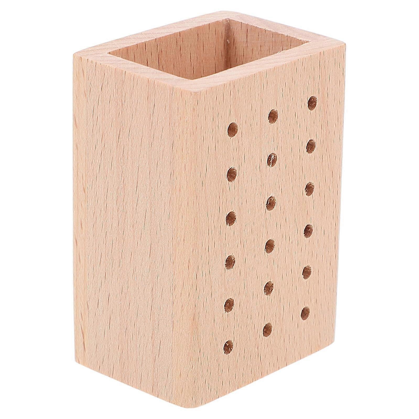 Wooden Nail Drill Bit Organizer Block with Compact Storage Stand for Salon and Home Use