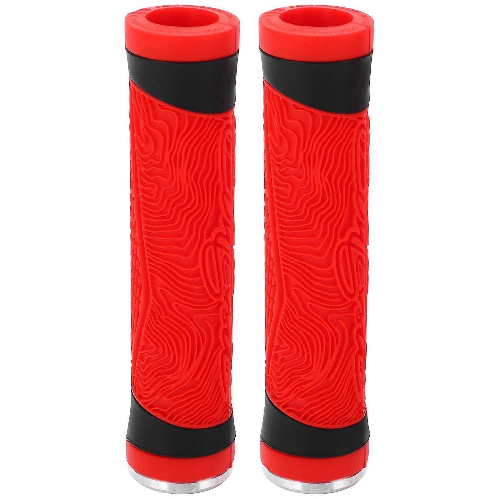 Silicone grips for mountain bike handlebars, flat handlebar plugs, handlebar protectors, red color
