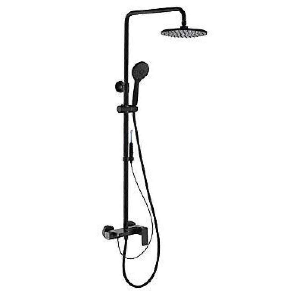 Shower Set Wall Mounted Rainfall Shower Head System Copper Black Finish Luxury Rain Mixer Combo Set