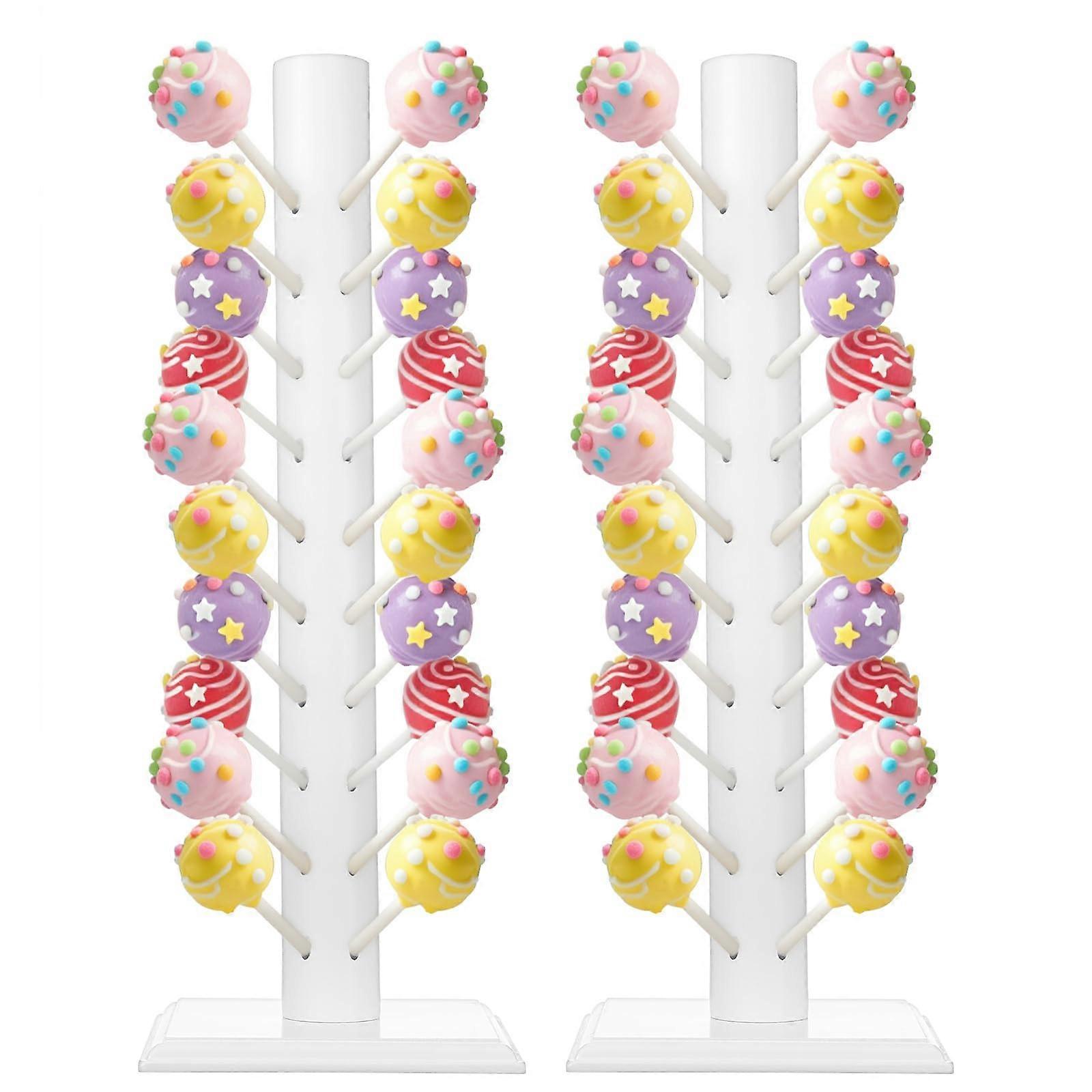 Cake Pop Stand Holds 60 Pops Wooden Lollipop Display Rack White Dessert Table Stand for Parties