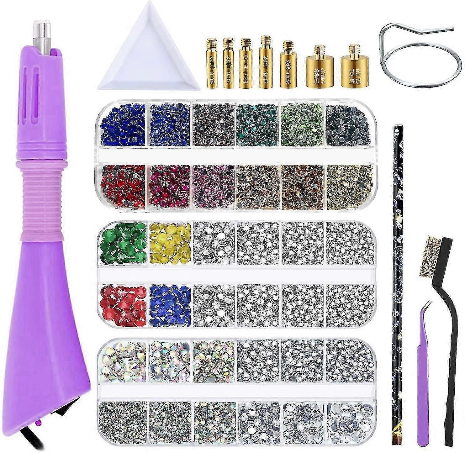 Aplikator Rhinestone, zestaw Bedazzled z Rhinestonesdiy Hotfix Aplikator Wand Setter, Do butów rzemieślniczych, 7 różnych wskazówek aplikatora, Pinceta