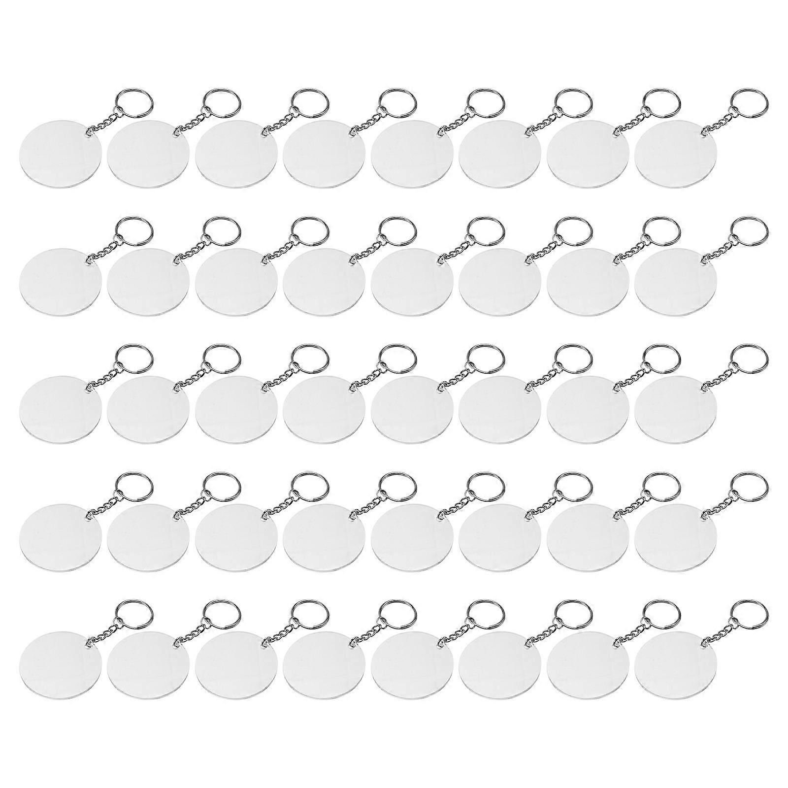 1 Set Transparent Blank Round Acrylic Keychain and Keyrings DIY Crafts Set