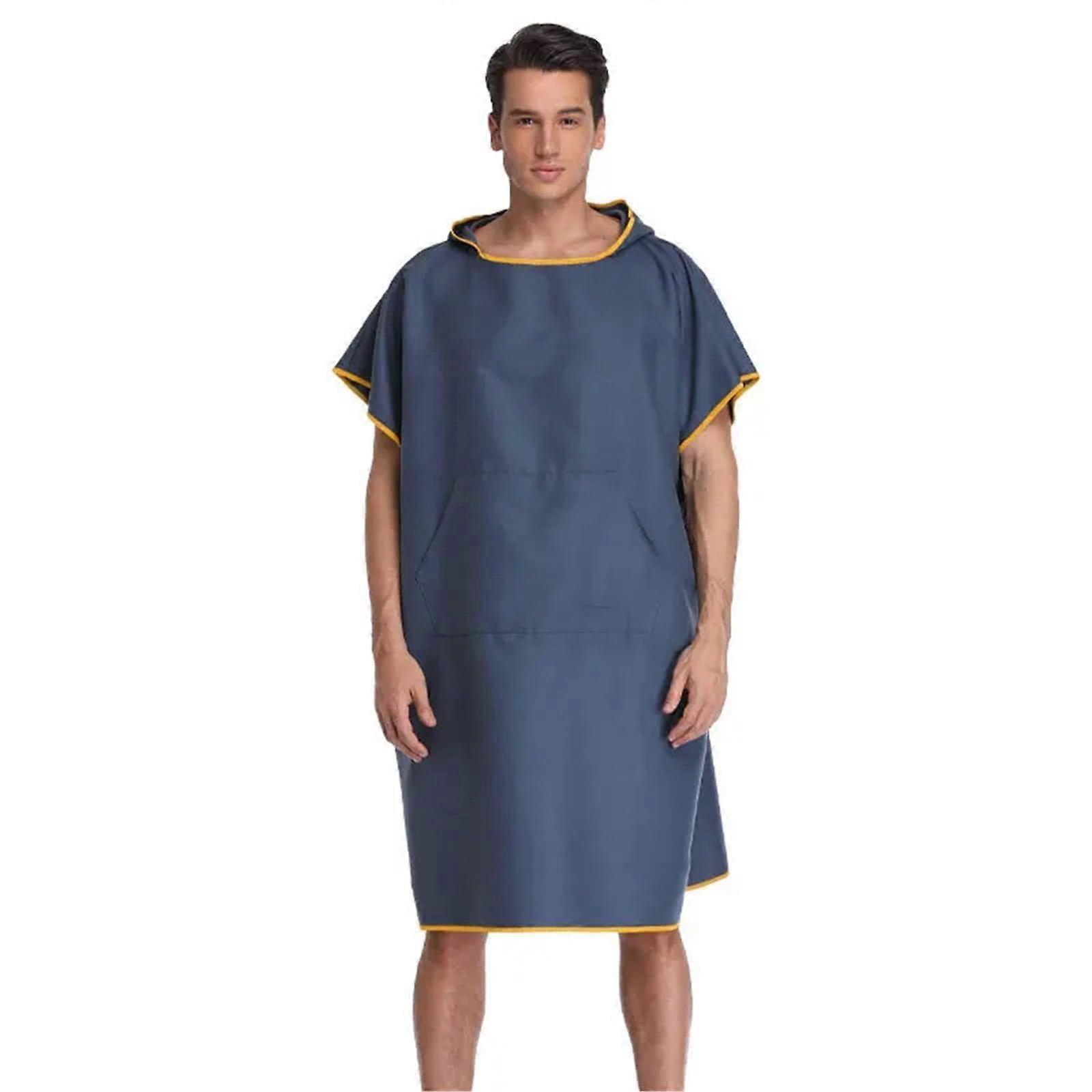 Hooded Towel Poncho for Adults - Sleeveless Microfibre Beach Towel, Quick Drying, Super Soft, 82x110cm, Blue