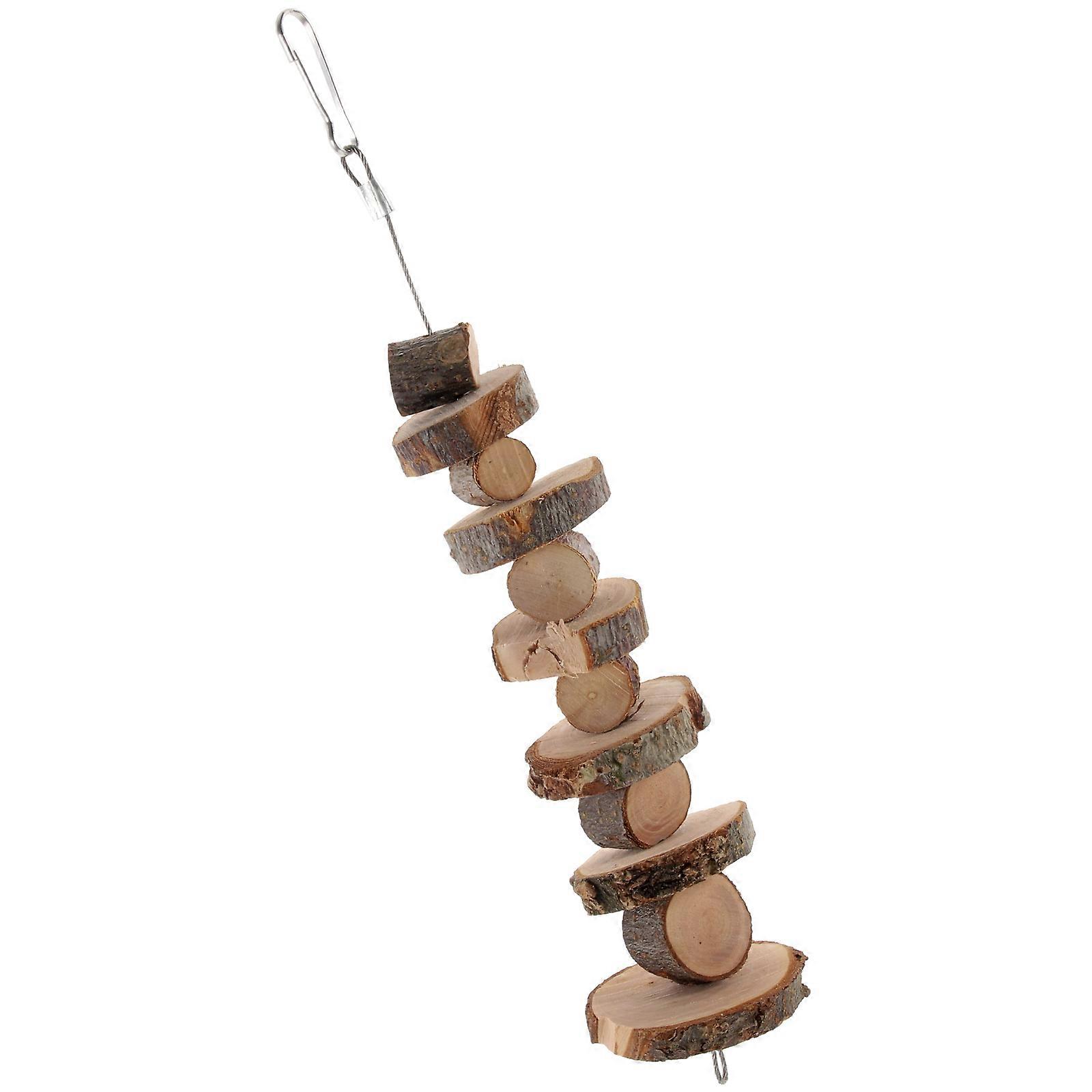 Small Pet Toy Wood Slice Hanging Type for Biting 5Pcs Pack