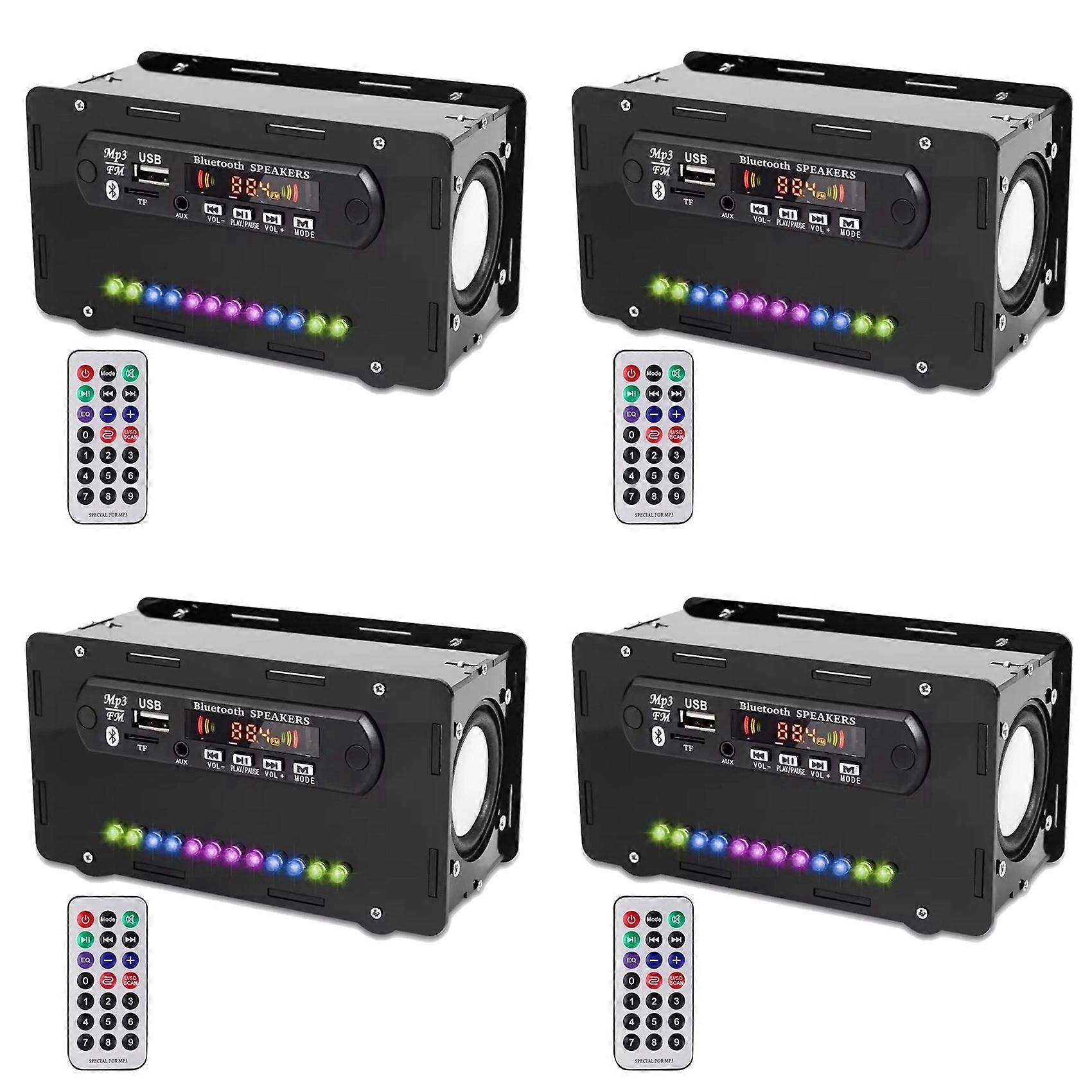 4X DIY Bluetooth Speaker Kit LED FM Radio USB Home Sound Amplifier with Digital Display Soldering Project Practice