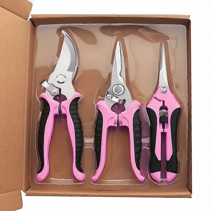 3-piece gardening pruning shears, slip-resistant and labor-saving multi-functional branch cutters