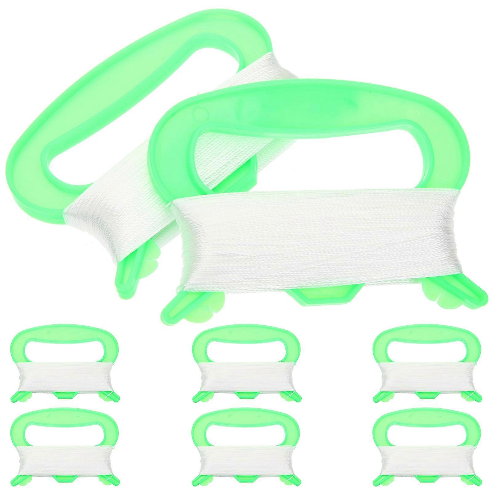 Kite Reel Small Kite Handle with String for Kids Playing 8Pcs Green Plastic