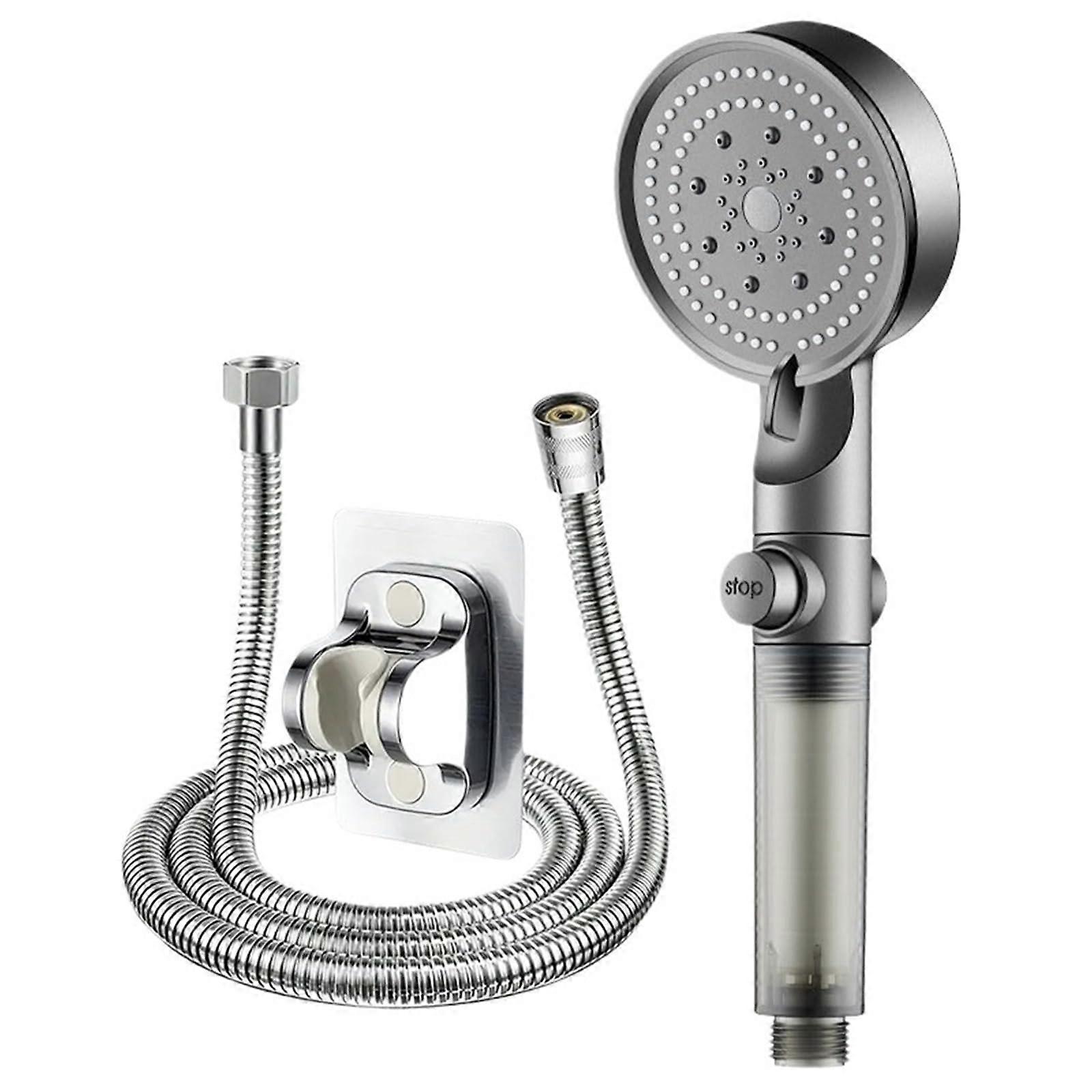 5Speed  Pressure Handheld Shower Head with Filter, Universal Fit, Grey Bathroom Set