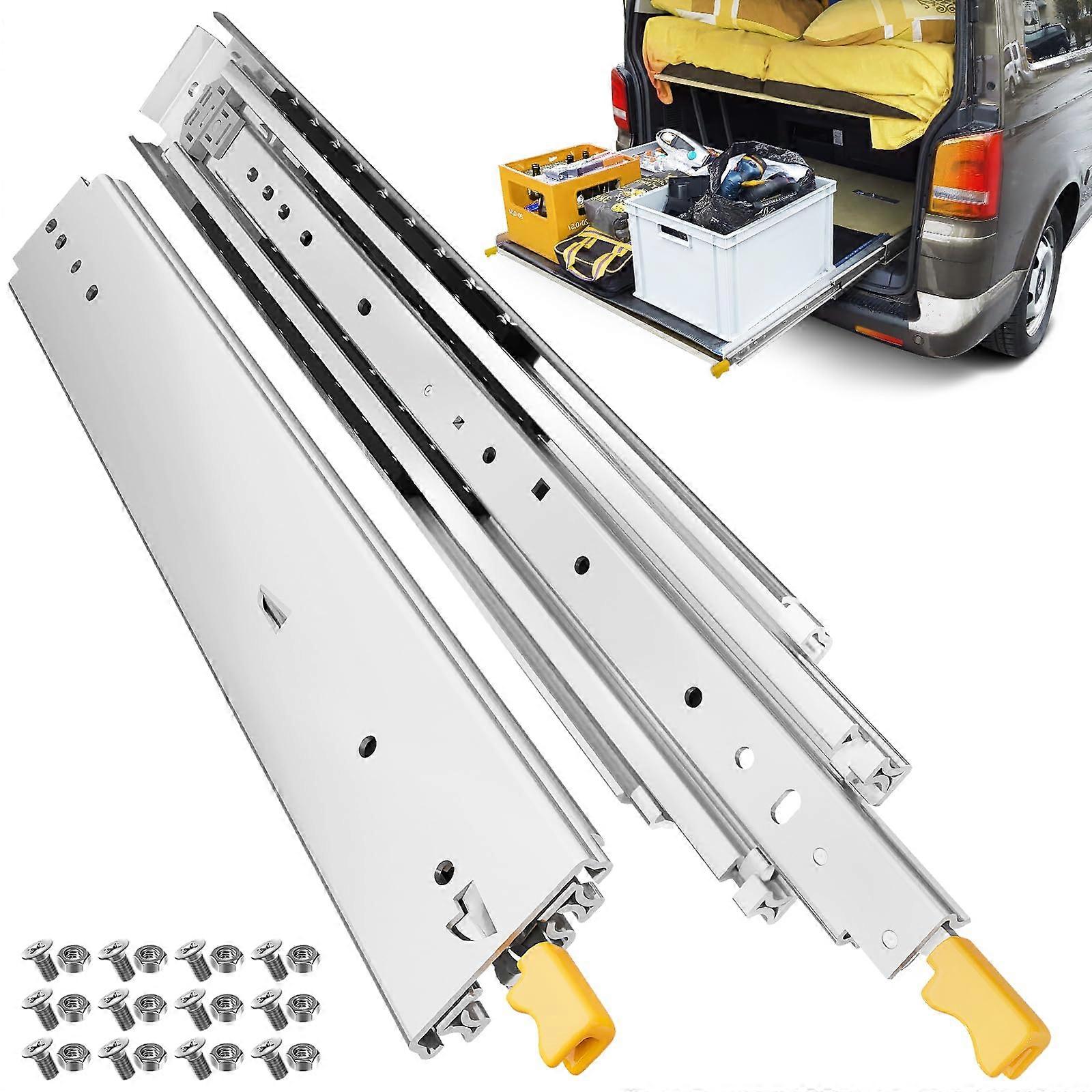 16 Inch Heavy Duty Drawer Slides with Lock, 500lb Capacity Full Extension Steel Rails for RV, Tool Chests, Workbenches