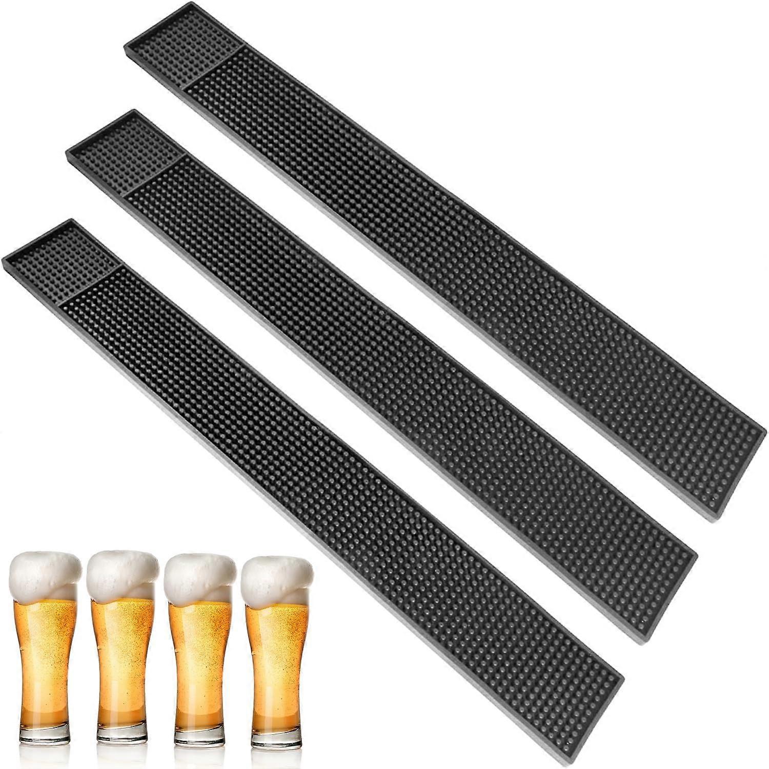 3 Pack NonSlip Bar Spill Mats with Containment Edge, 23.6x3.2in Extra Thick PVC for Bartending
