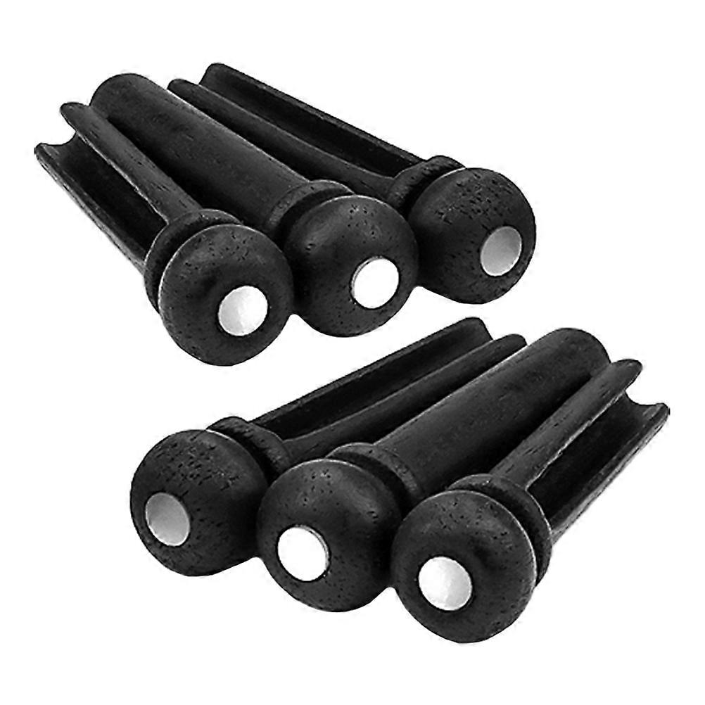 Guitar String Pin Wood Bridge Fixed Cones Replacement 6Pcs Black