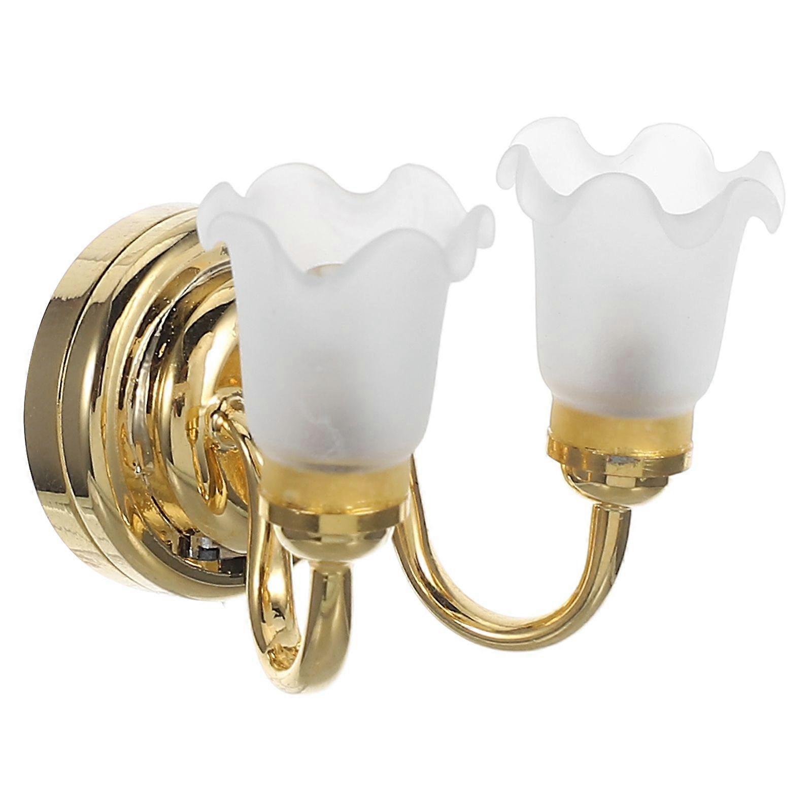 1:12 mini house Miniature LED Light Double Head Wall Lamp