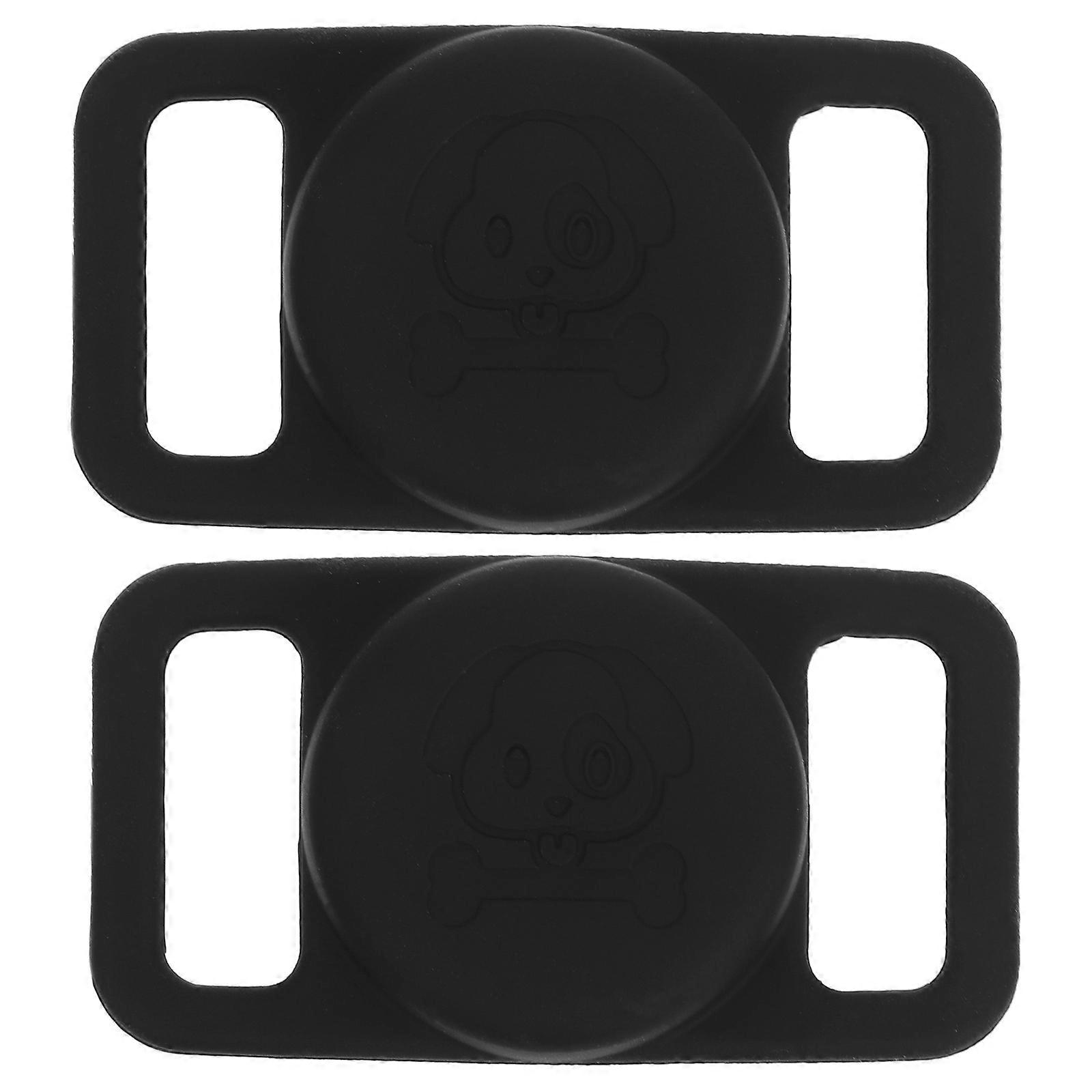Protective Silicone Pet Tracer Case for Safe Use 2Pcs Black