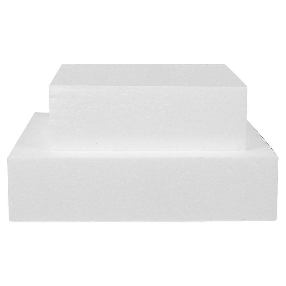 DIY Foam Cake Dummy Square Model for Decorating 2Pcs White Set