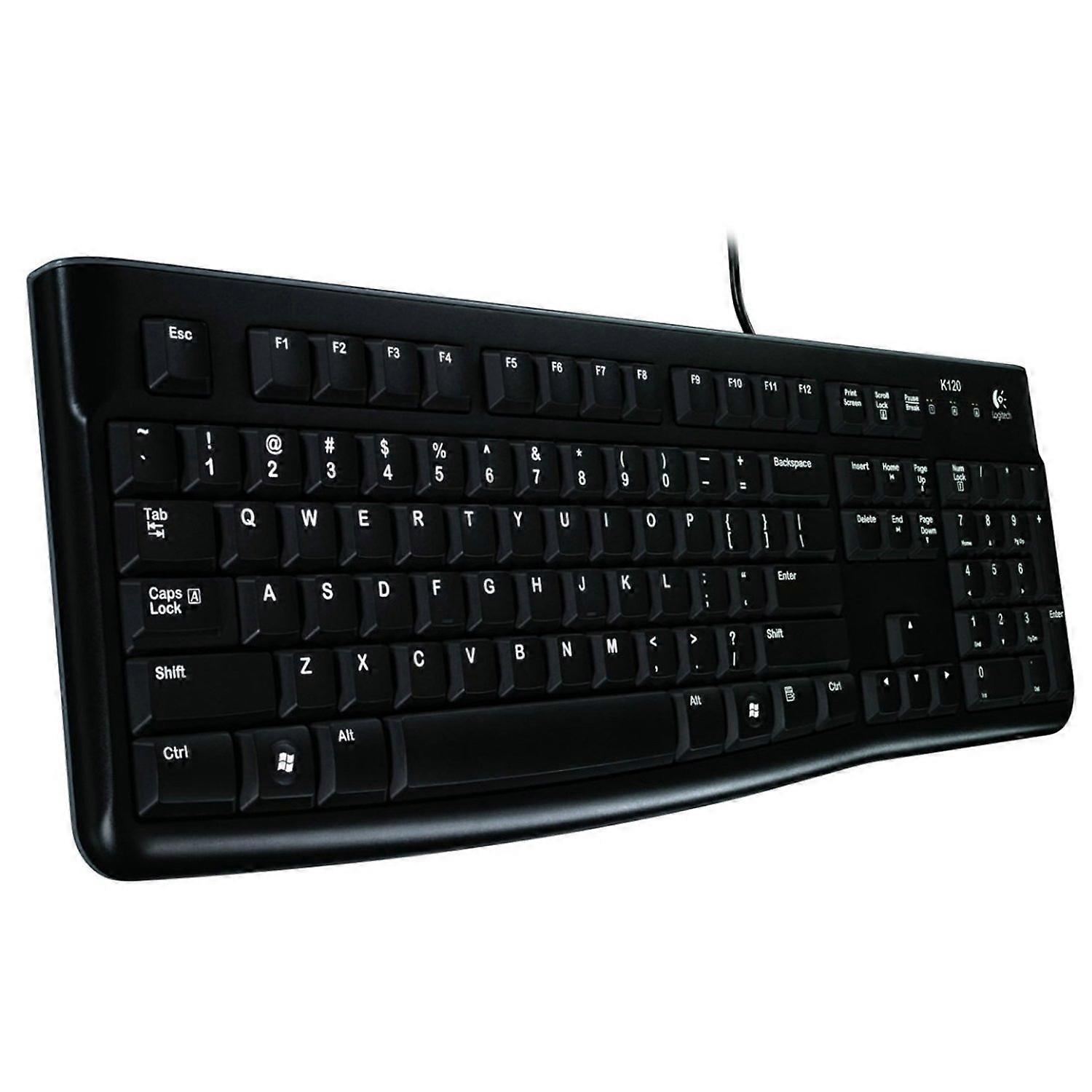 K120 Wired Keyboard for Windows, FullSize QWERTY Spanish Layout, Comfortable Typing, Black