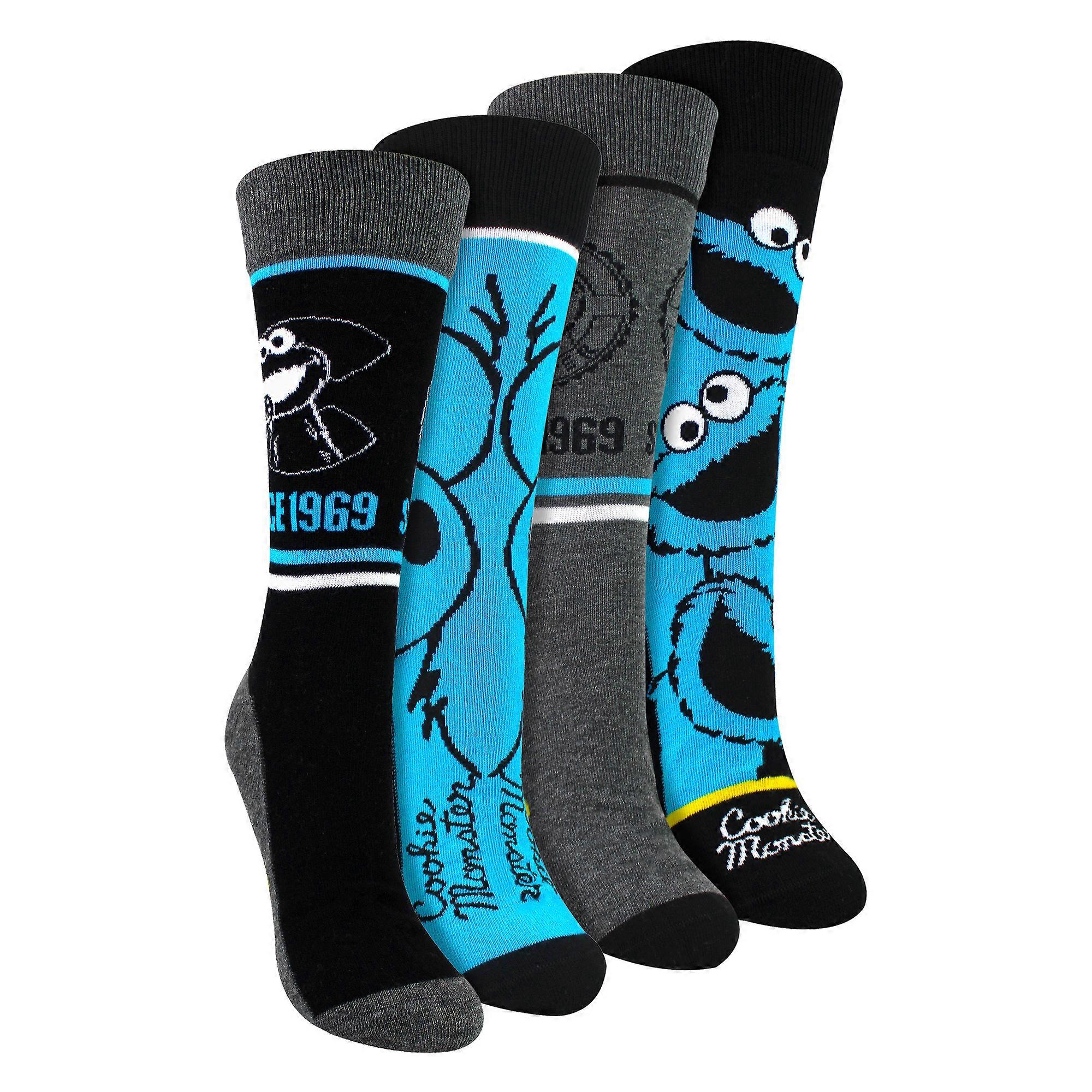 Cookie Monster - 4 Pairs Mens Cotton Socks - Cookie Monster Pattern