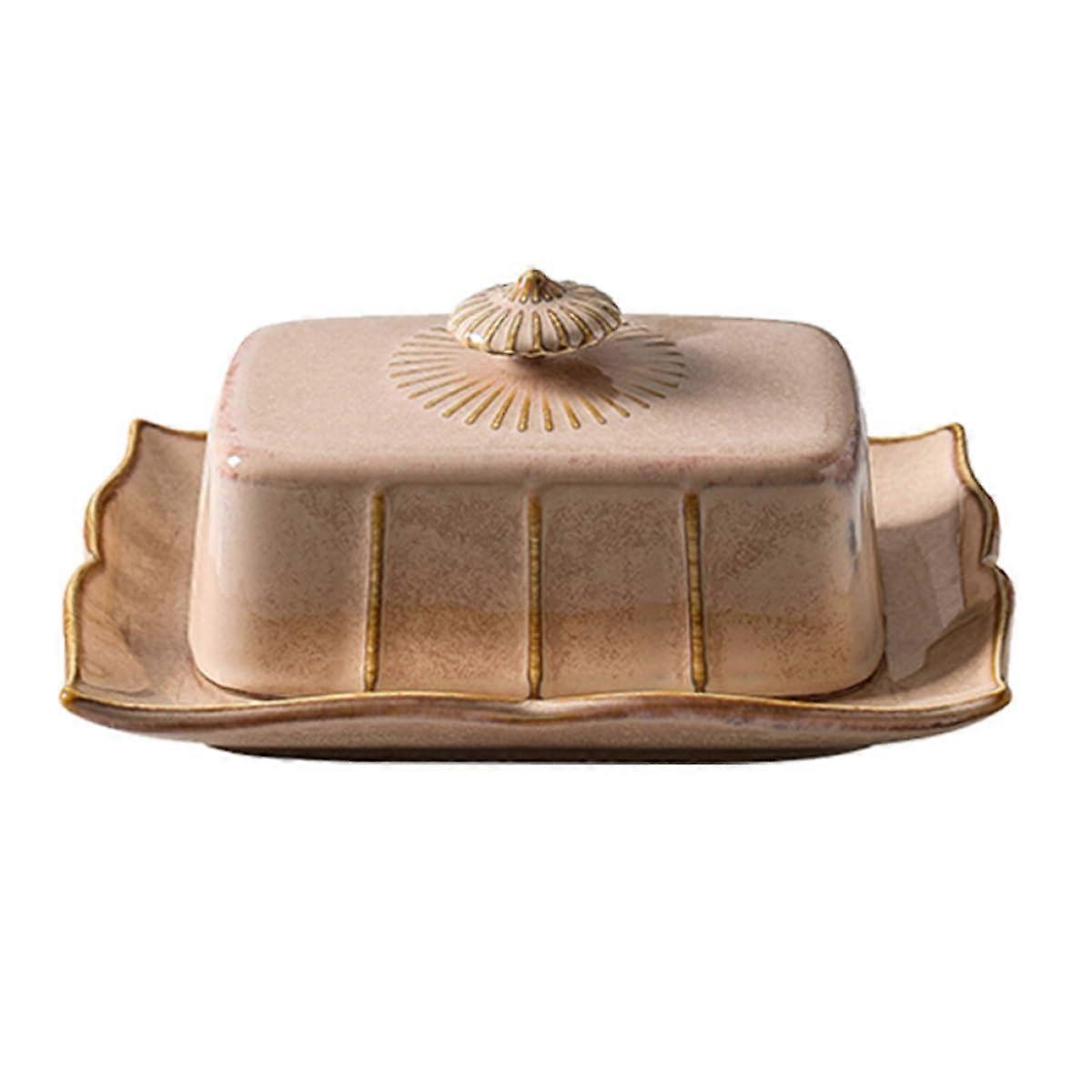 Ceramic Butter Dish with Lid Keeps Butter Fresh for Kitchen Storage and Serving Cheese Snacks