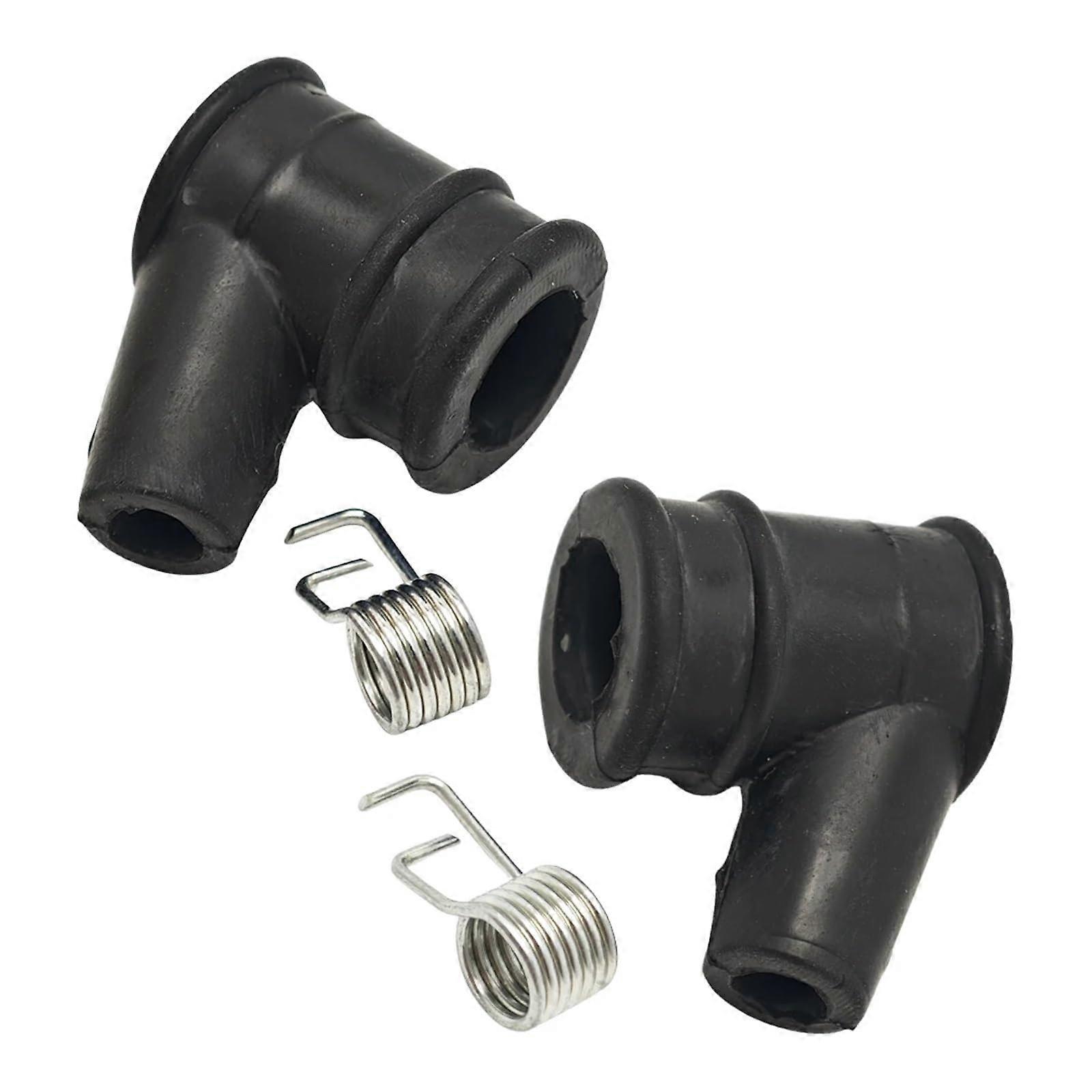 Chainsaw Spark Plug Cap with Spring, Petrol Ignition Cap Replacement, Rubber Cover 2pcs