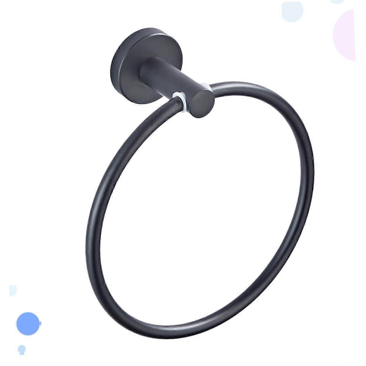 Towel Ring Wall Mounted Black Round Bathroom Towel Holder SpaceSaving Modern Easy Install