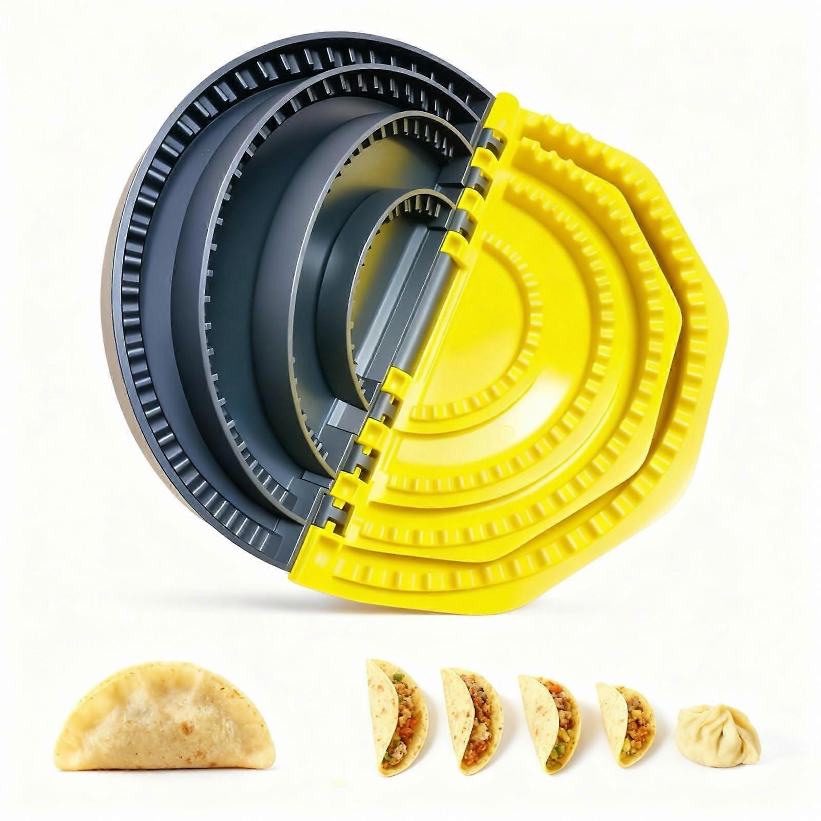 4in1 Tortilla Press Sealer with MultiSize Rings, Dishwasher Safe Dumpling Maker, Ergonomic Grip