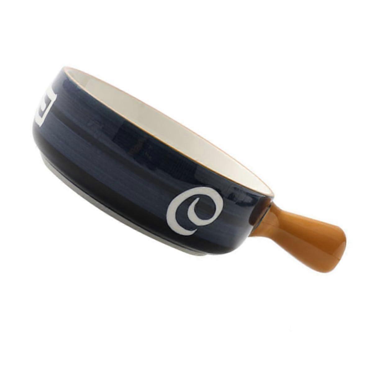 Large Ceramic Serving Bowl with Handle for Salad, Soup, Mixing, Easy Clean, Microwave Safe