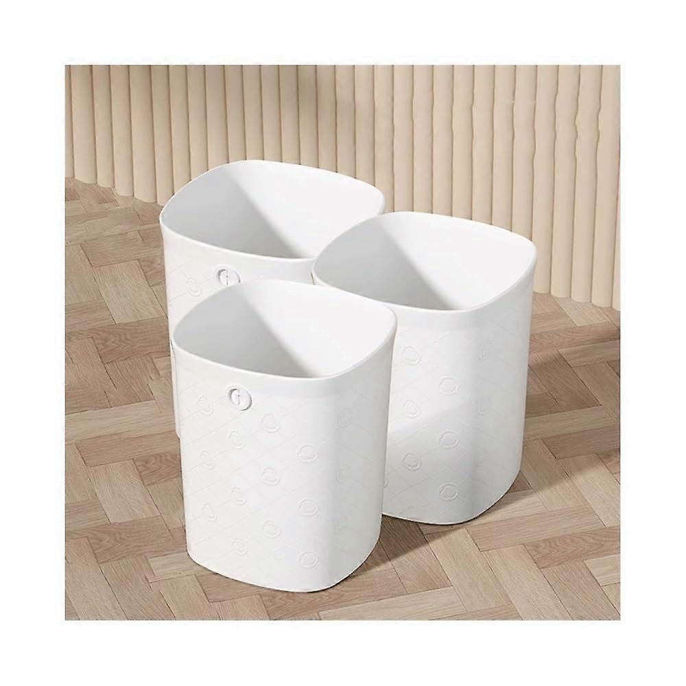 Small Plastic Trash Can for Bathroom, Square Wastebasket Without Lid, Modern Design, White