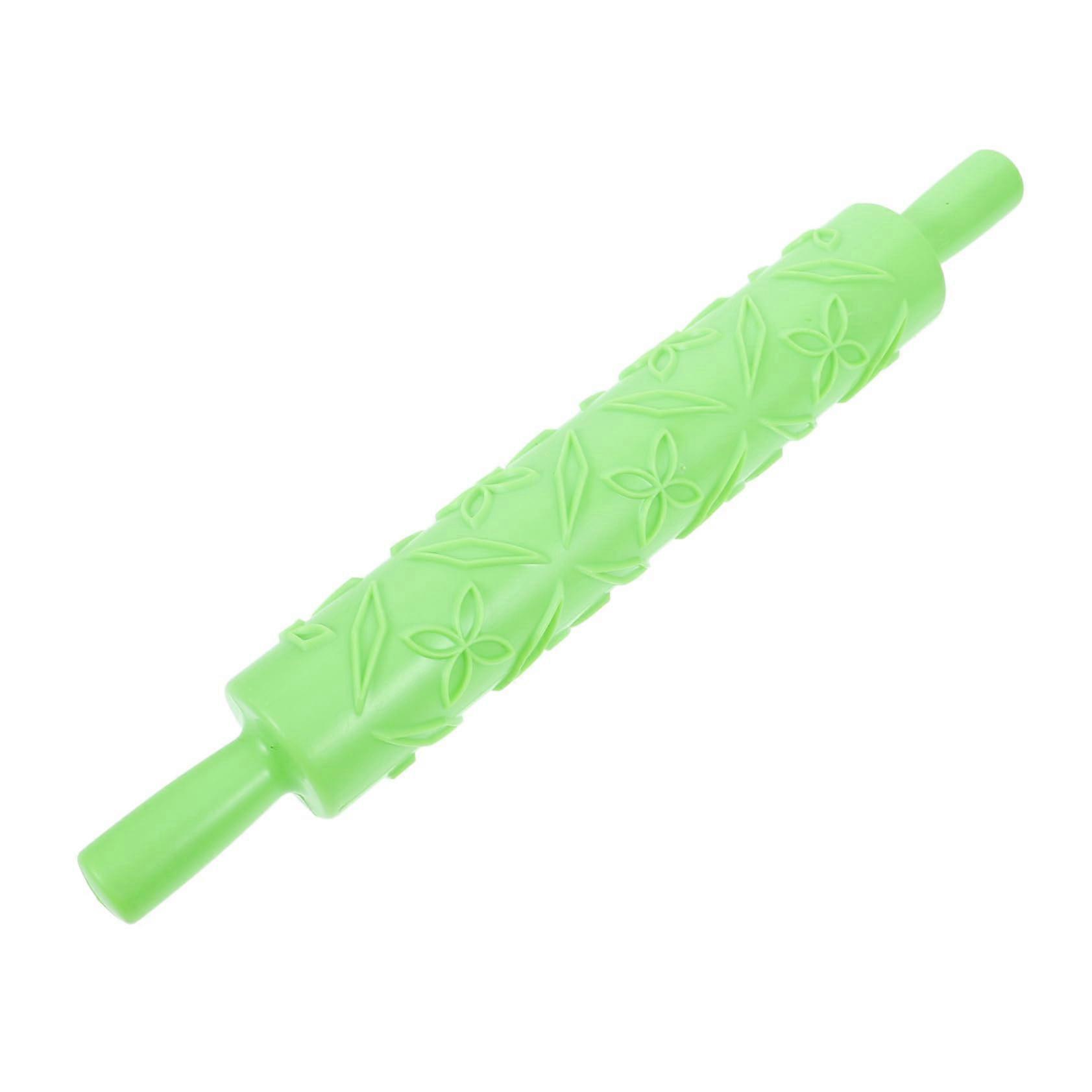 Embossed Fondant Rolling Pin for Cake Decorating, Patterned Dough Roller for Pastry, Green