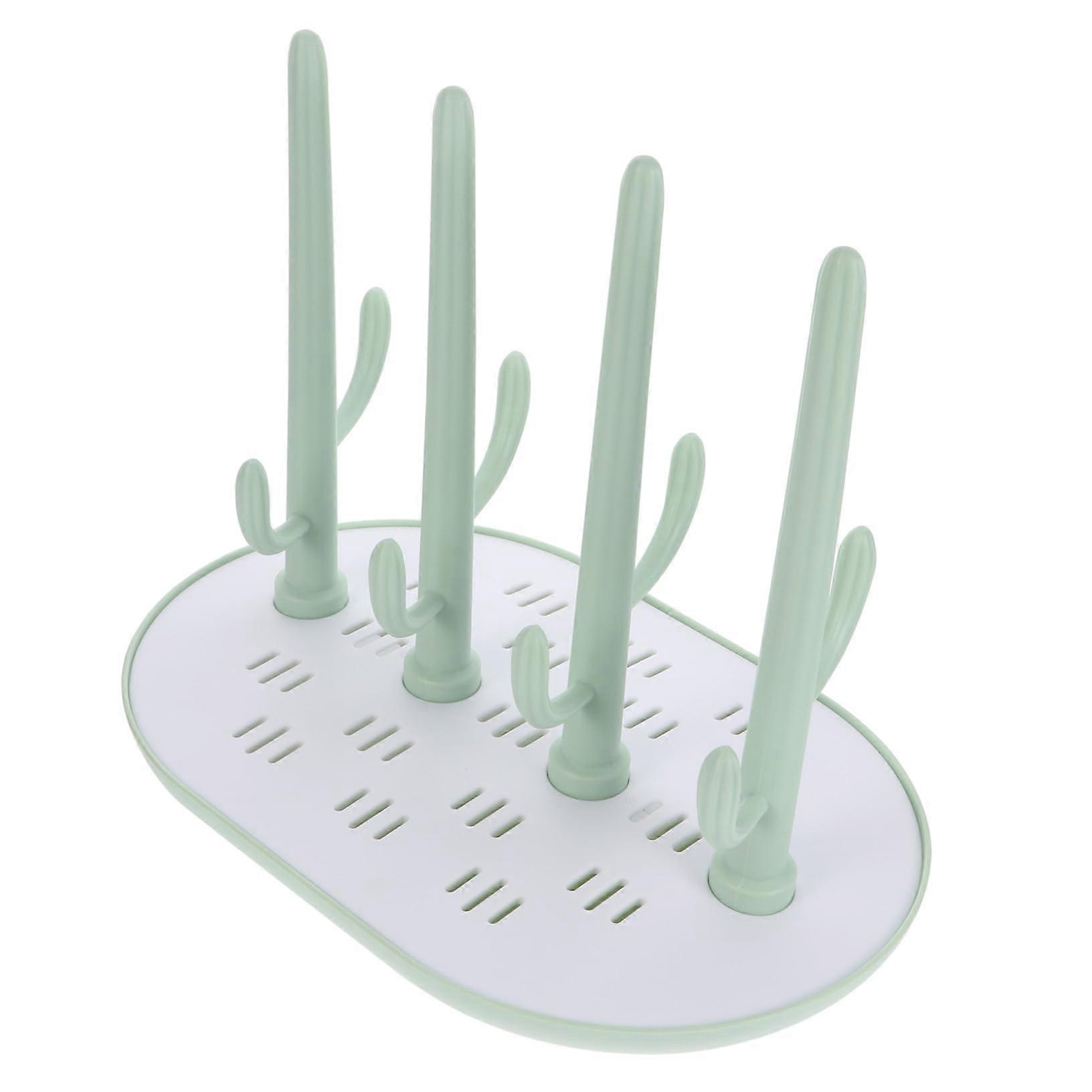 Bottle Drying Rack Tree Shaped ABS Baby Bottle Dryer with Drip Tray Scratch SpaceSaving Green