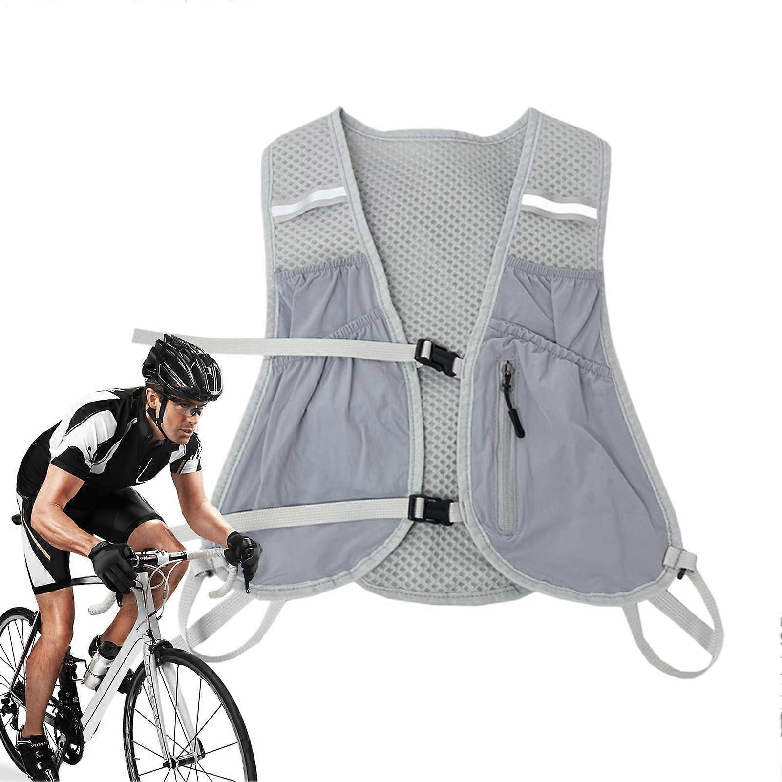 Running Hydration Vest with Marathon Water Bottle Holder, Breathable Adjustable Straps, Grey