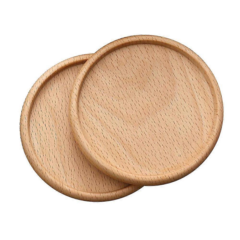 Wood Cup Mats Coasters Serving Cup Tray Flat Round 88mm 2pcs/set