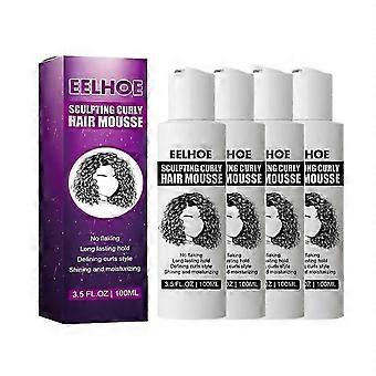 4pc Curly Hair Styling Mousse, Curl Boost Sculpting Curl Mousse for Frizz - Free Hydrated Bouncy Curly Hair (100ml)