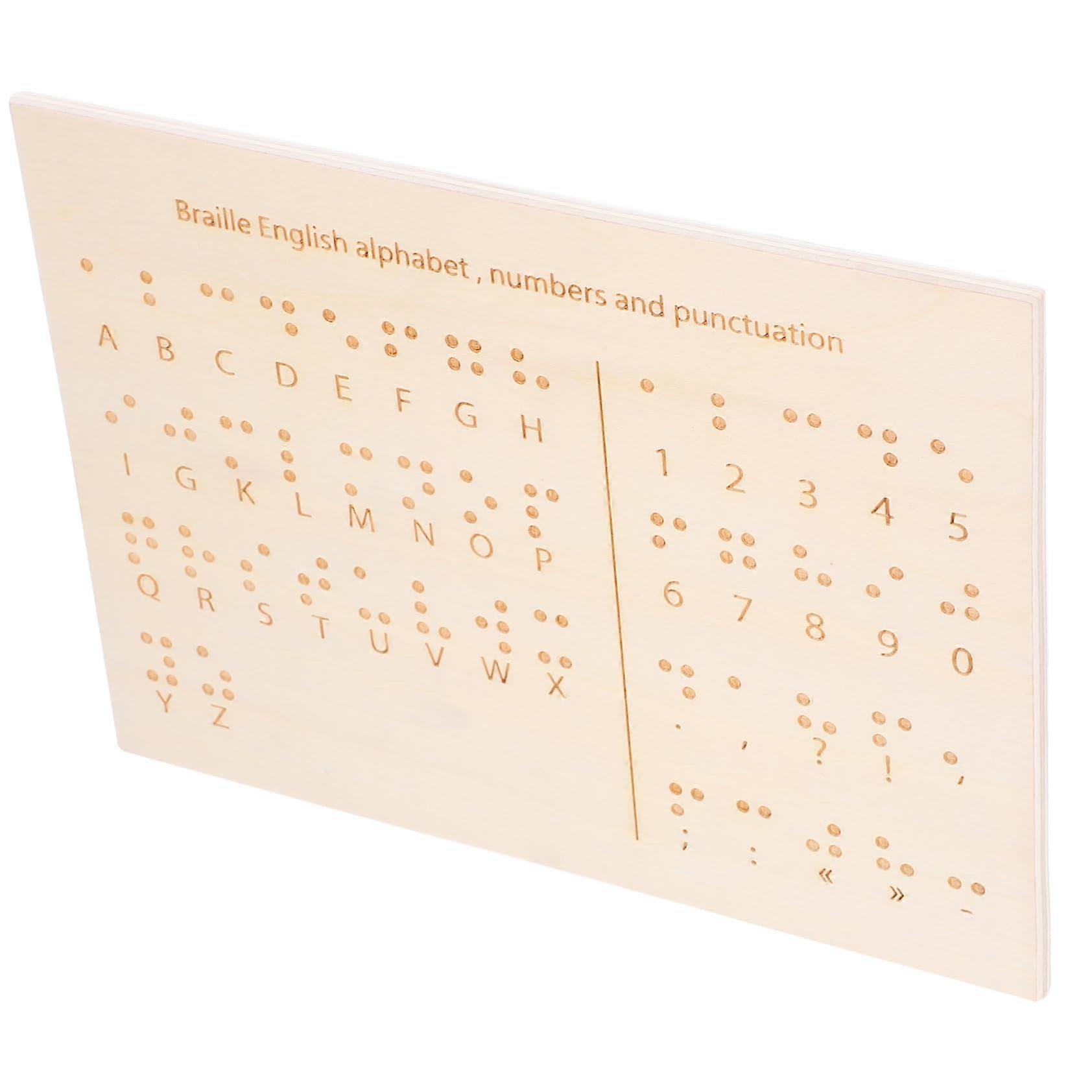 Braille Learning Board with Precise Tactile Alphabet and Numbers Durable Solid Wood for Blind Students