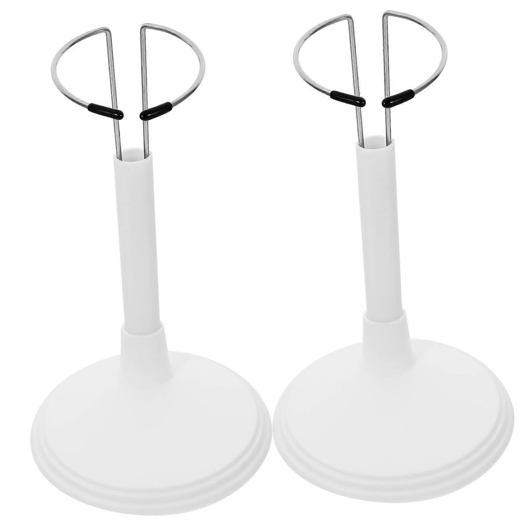 White PVC Doll Display Stand Adjustable Upright Holder for Figures and Stuffed Animals, 2pcs